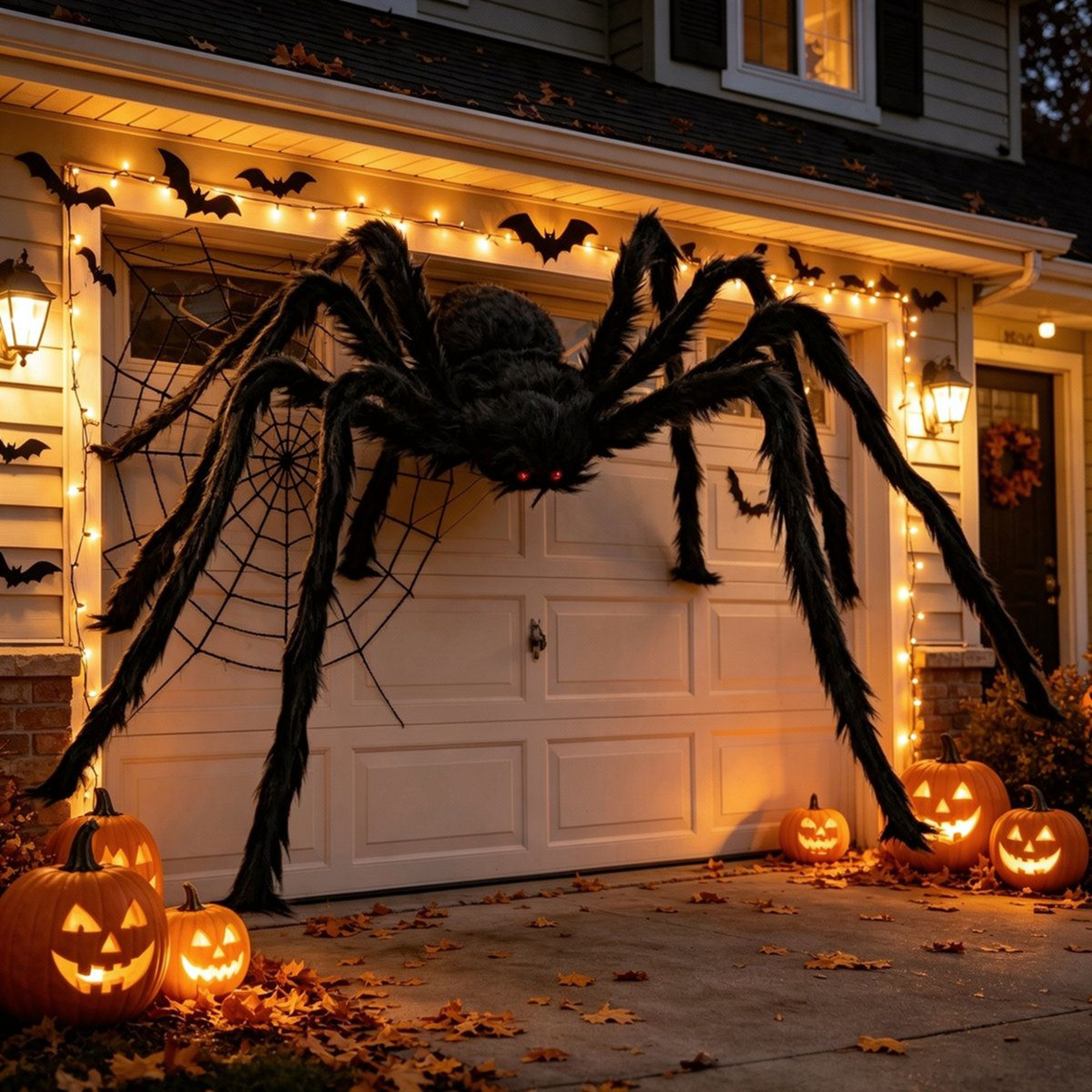 Giant Black Spider Halloween Decoration With Bendable Legs And Red Eyes 5