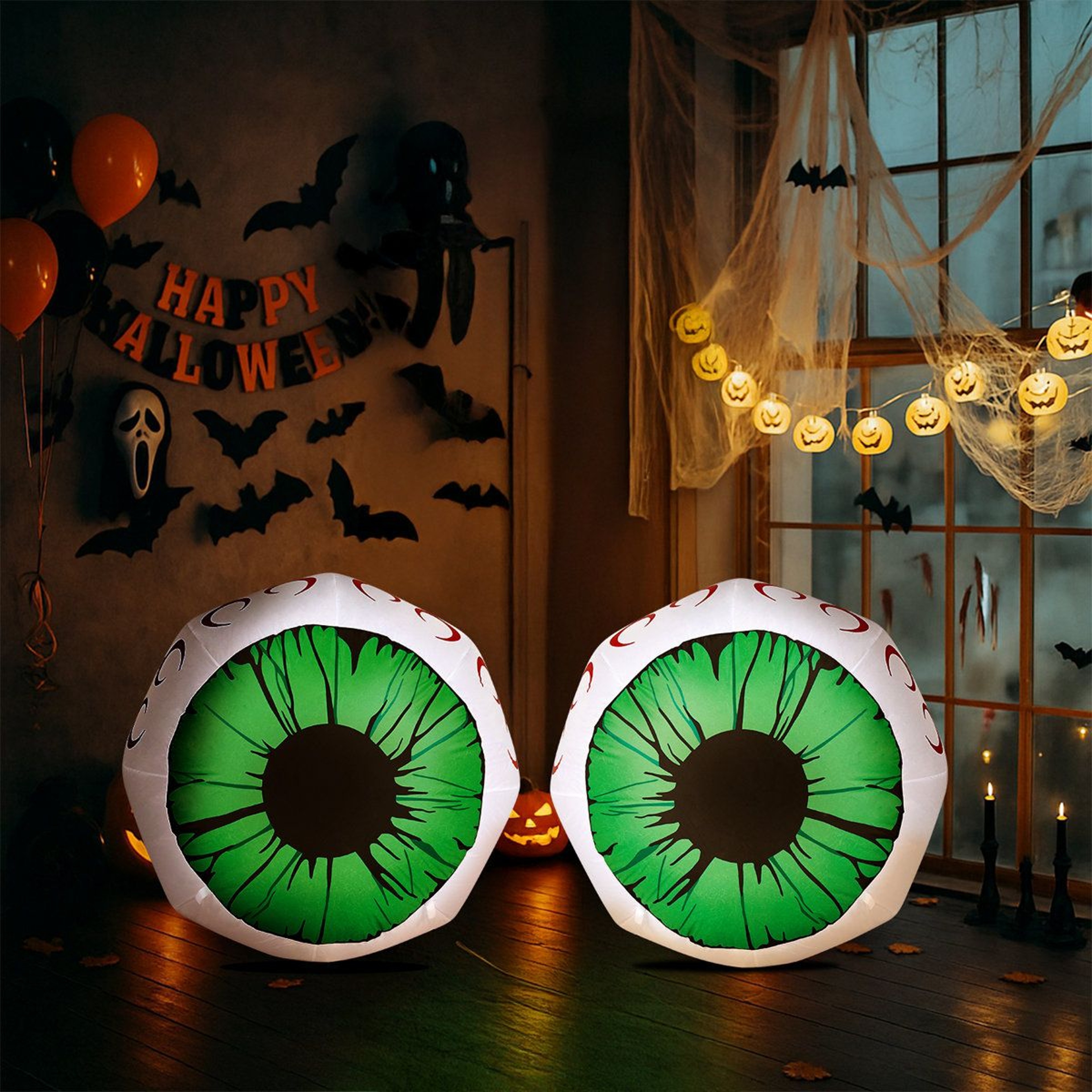 3FT Halloween Inflatable Eyeball Decorations 2Pack With LED Lights For Outdoor Yard 0