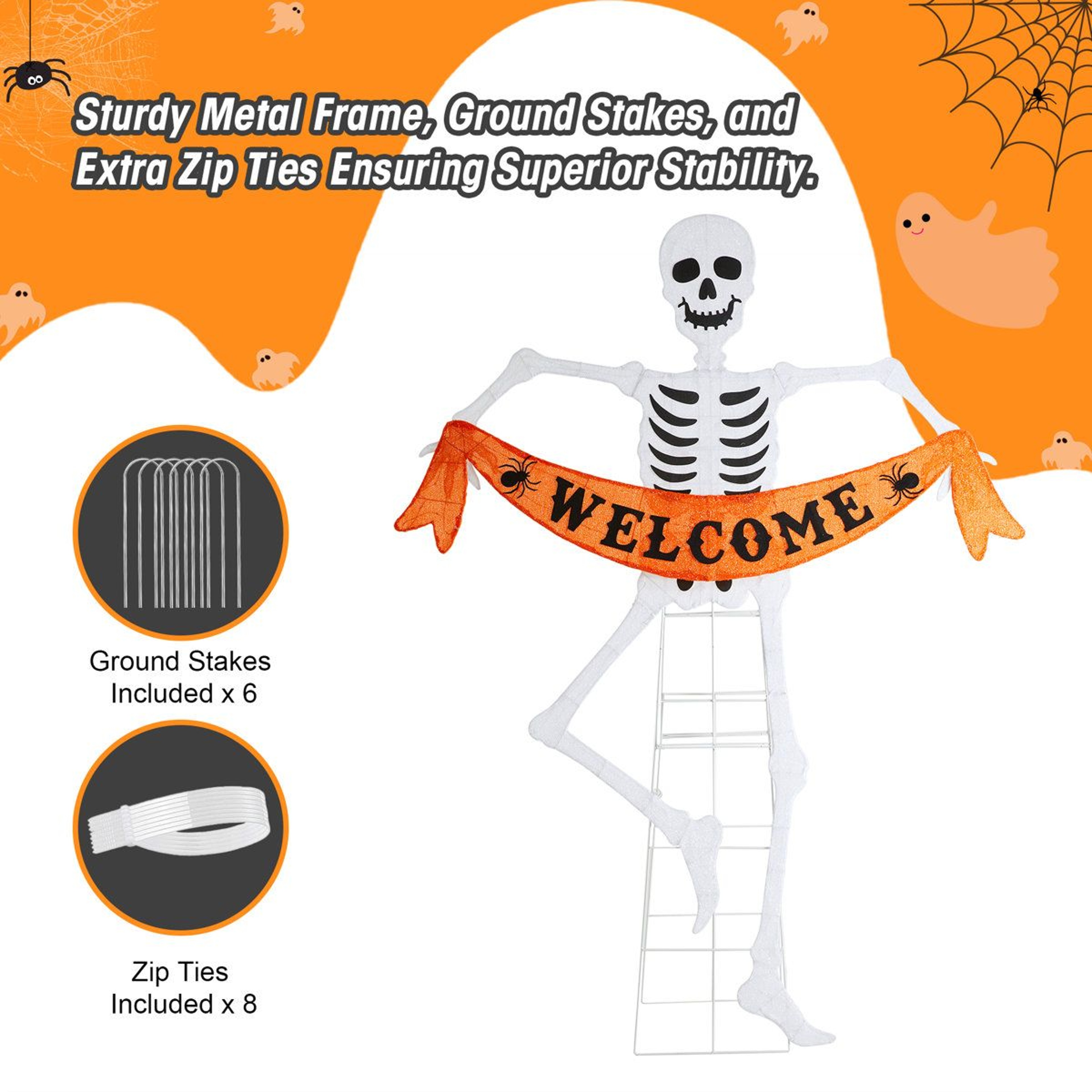 8625Inch Lighted Halloween Outdoor Decoration With 220 Warm White LED Lights 8