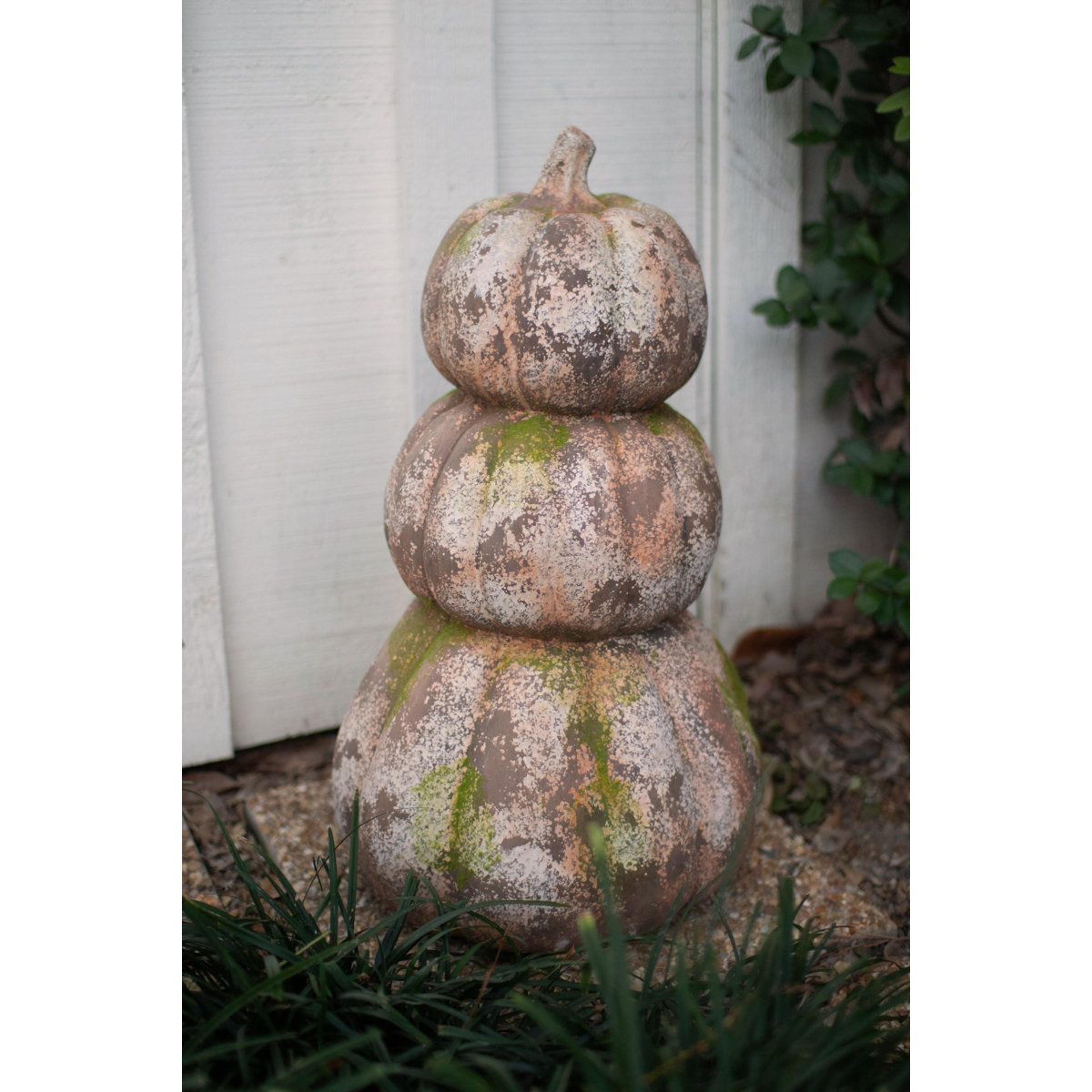 Stacked Pumpkin Fall Decoration 25Inch Faux Stone Resin Autumn Porch Decor 2