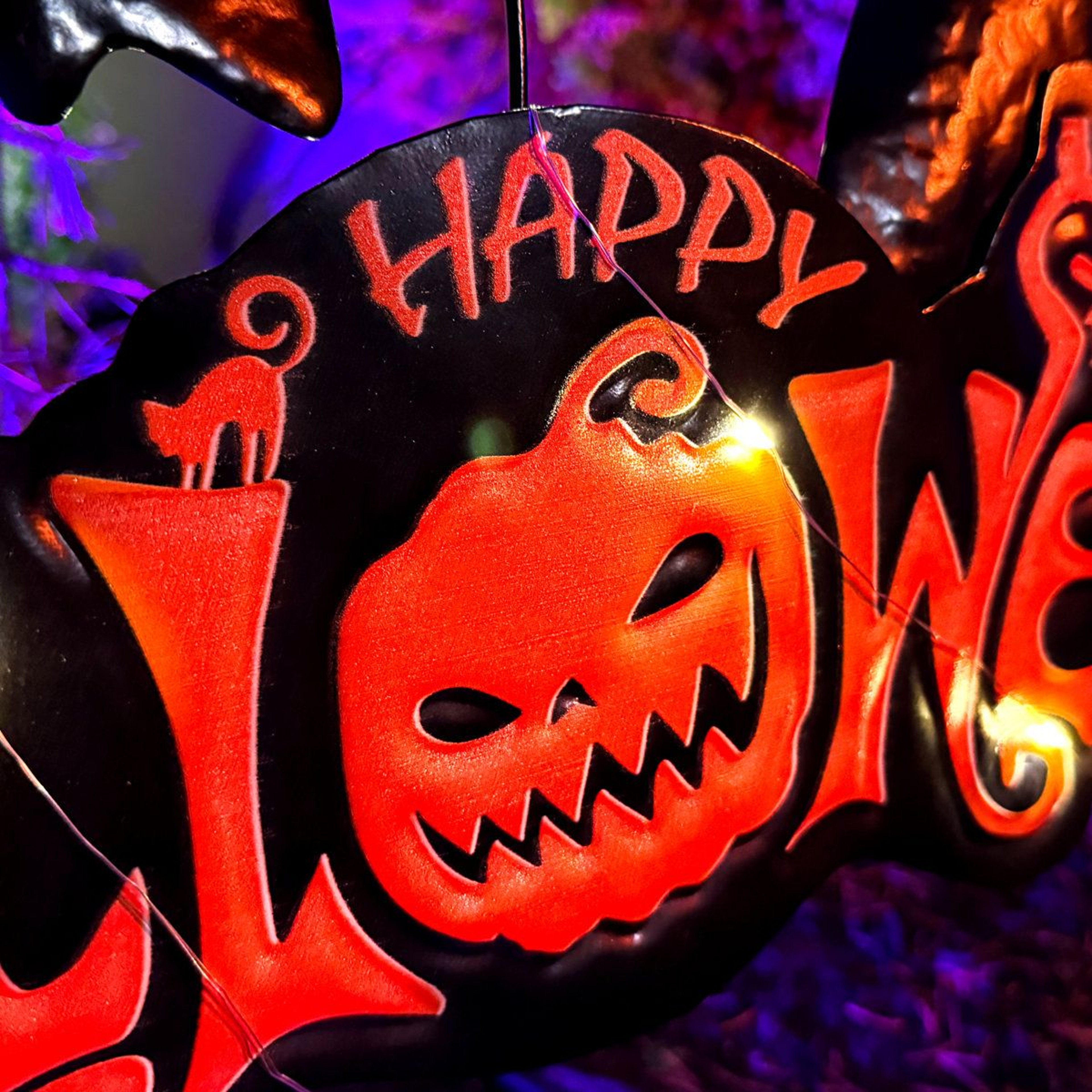 24Inch LED Happy Halloween Sign With Ghosts And Ground Stake 7
