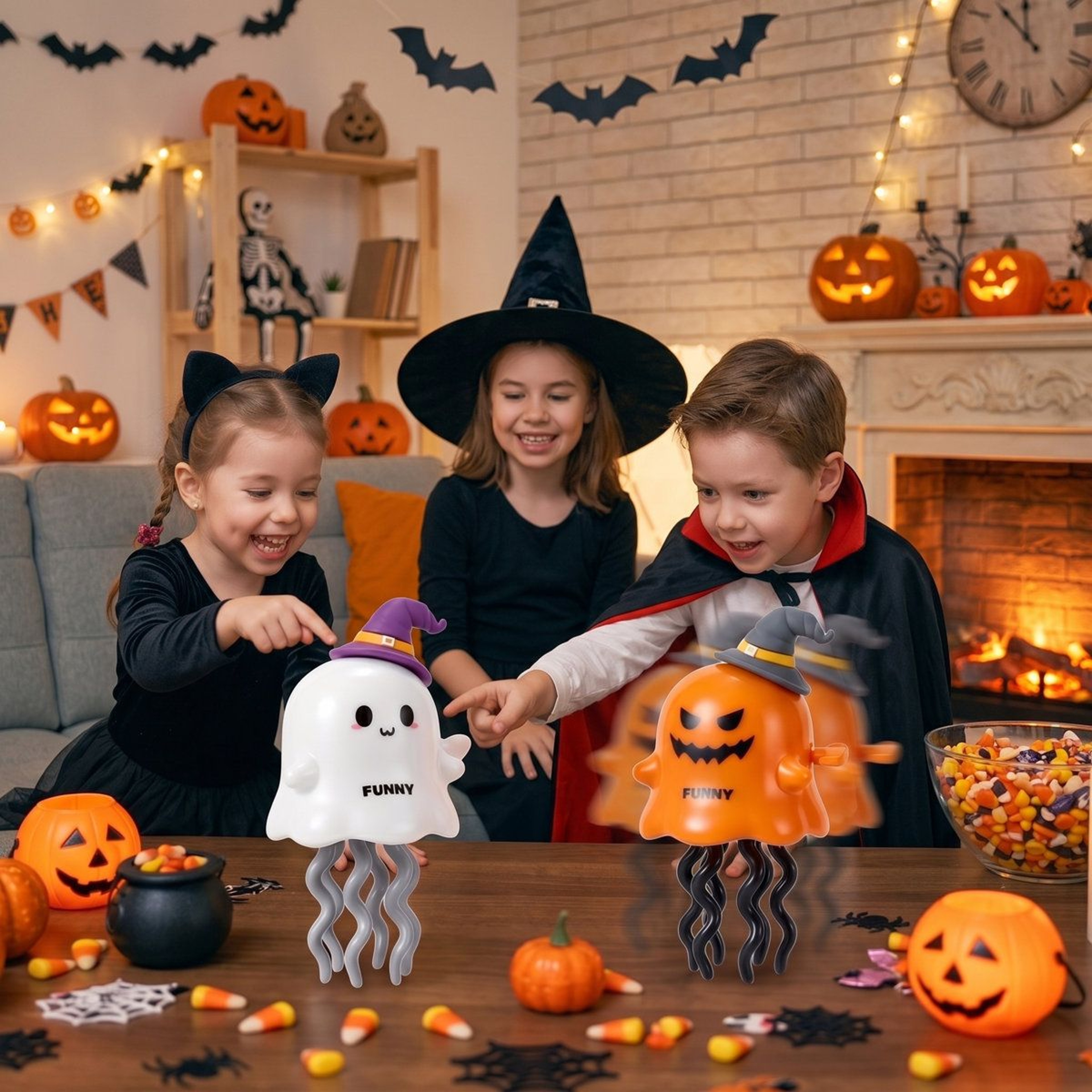 Halloween Wind Up Pumpkin And Ghost Toys  Multicolor Plastic Halloween Novelties 6