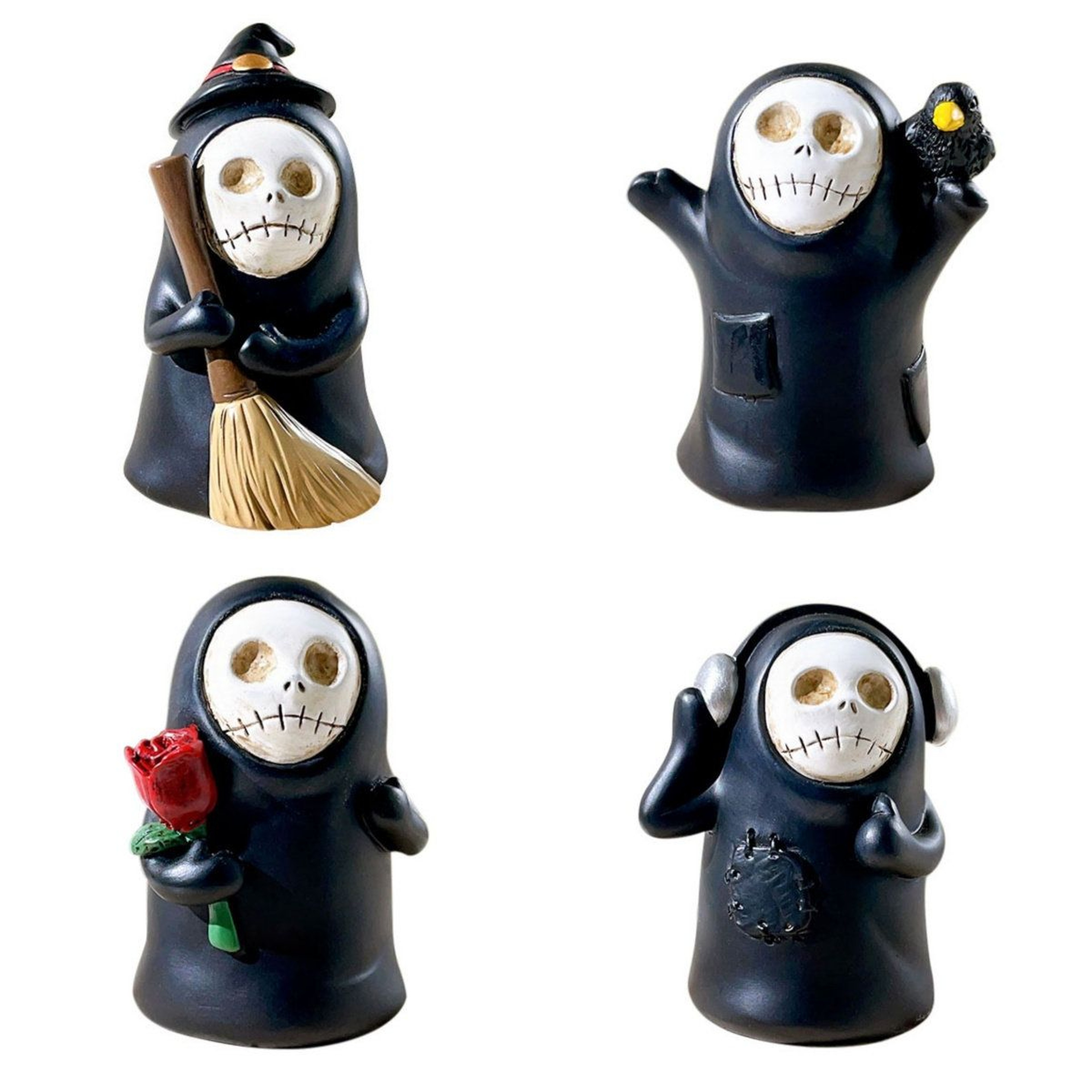 Halloween Ghost Figurines Resin Tabletop Decorations With Four Unique Ghost Poses 0