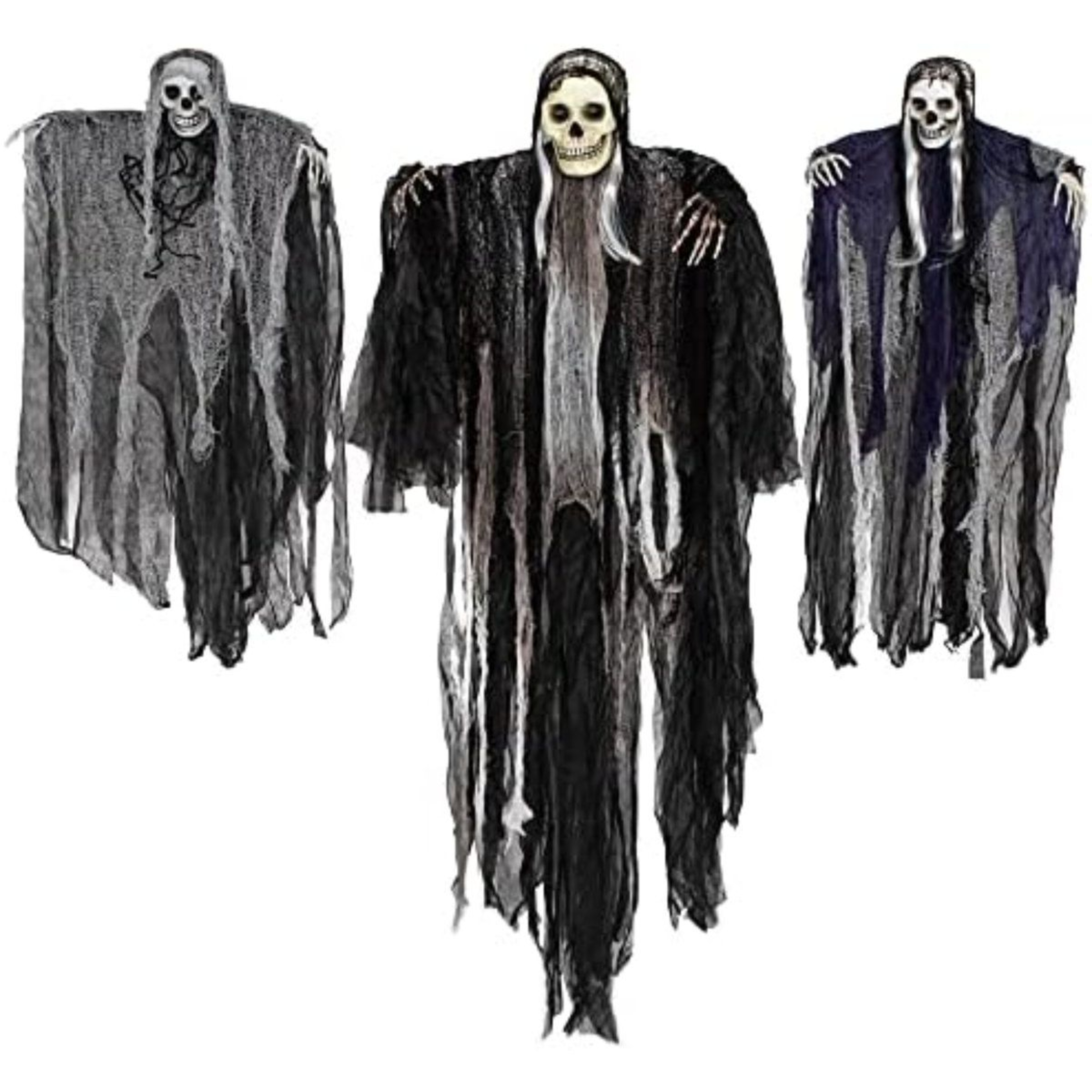 3Pack Hanging Halloween Grim Reaper Skeleton Decorations With Adjustable Arms 0