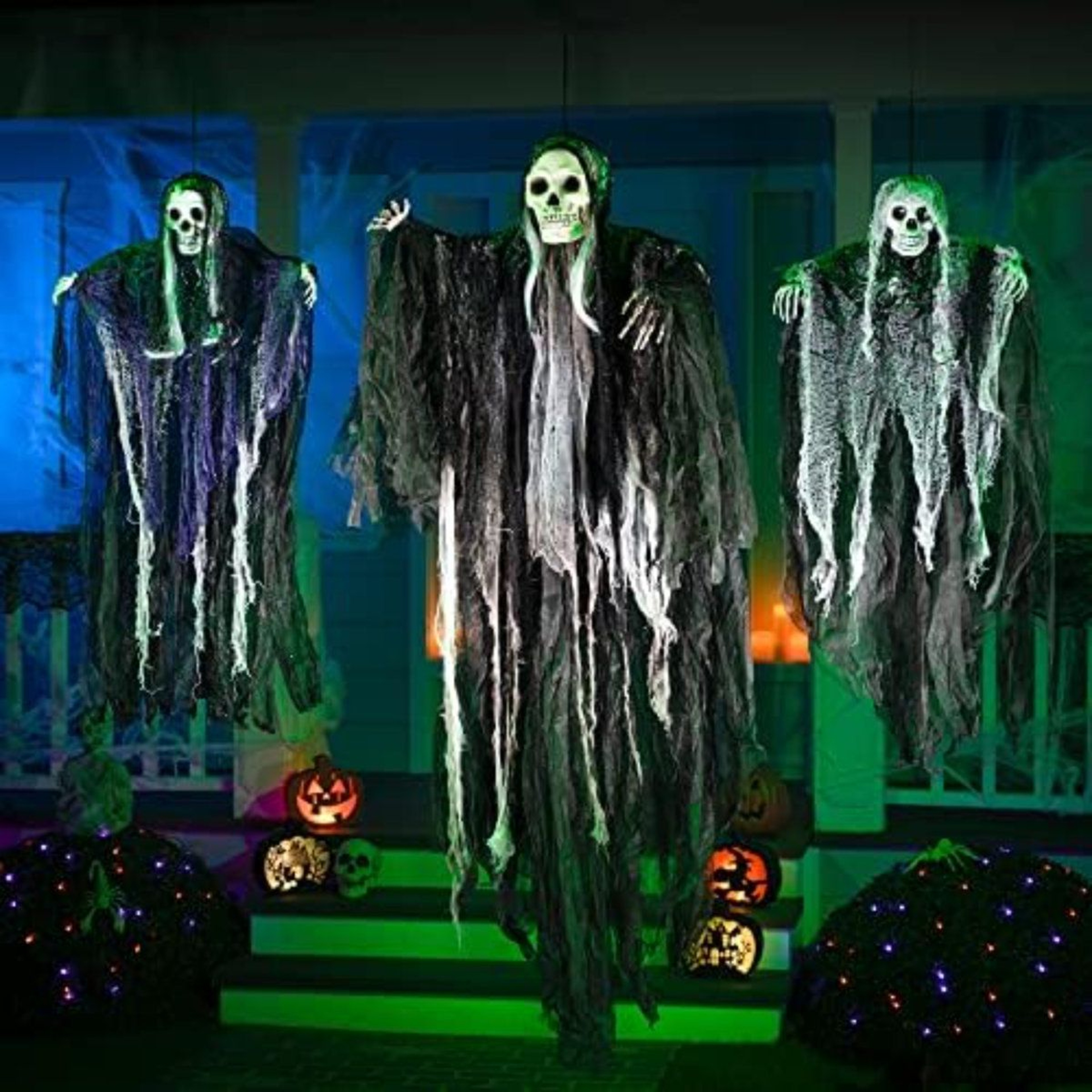 3Pack Hanging Halloween Grim Reaper Skeleton Decorations With Adjustable Arms 4