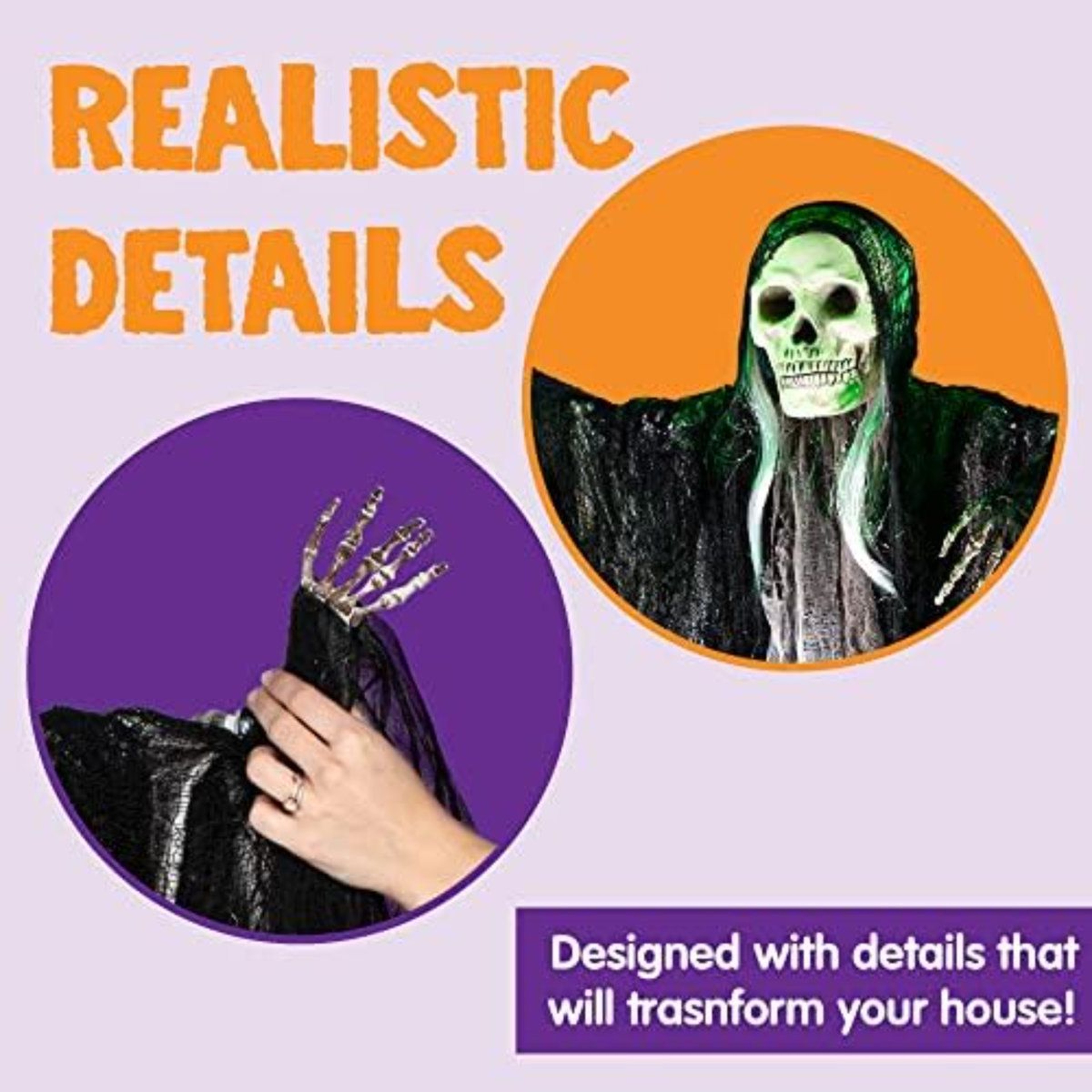 3Pack Hanging Halloween Grim Reaper Skeleton Decorations With Adjustable Arms 3