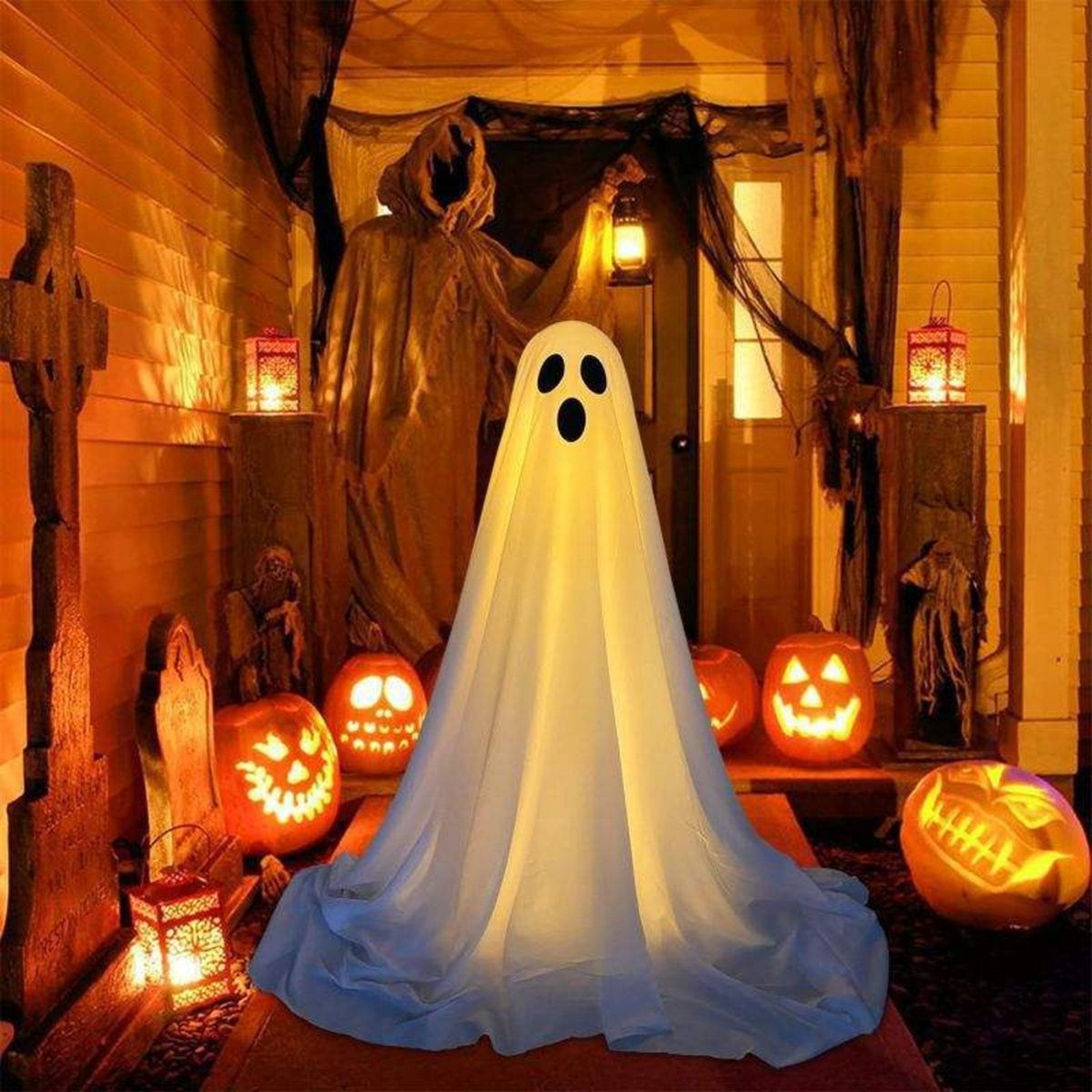 Lighted White Ghost Halloween Decorations For Indoor And Outdoor Displays 2
