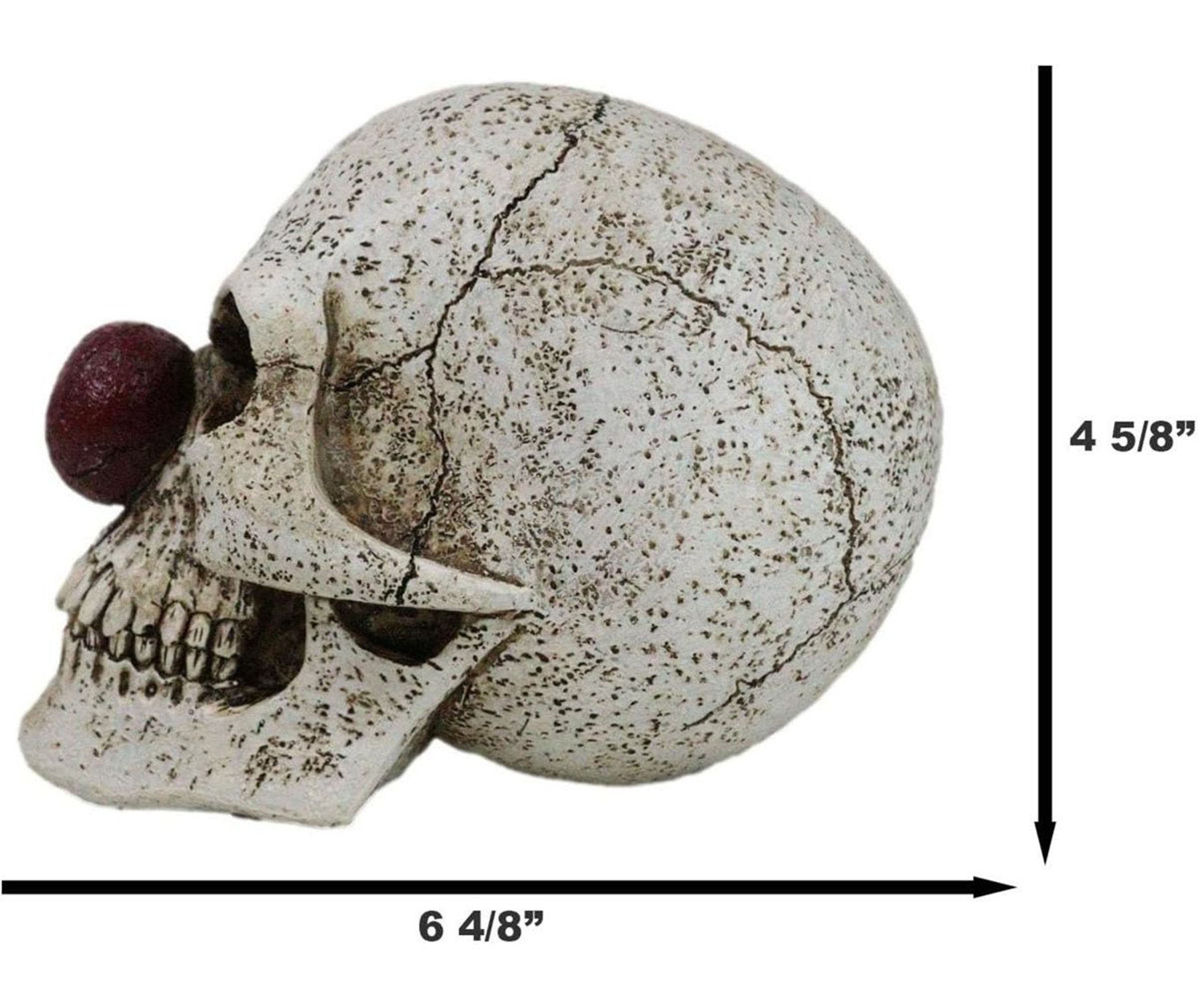 Creepy Halloween Clown Skull Figurine With Maroon Nose And Harlequin Design 1