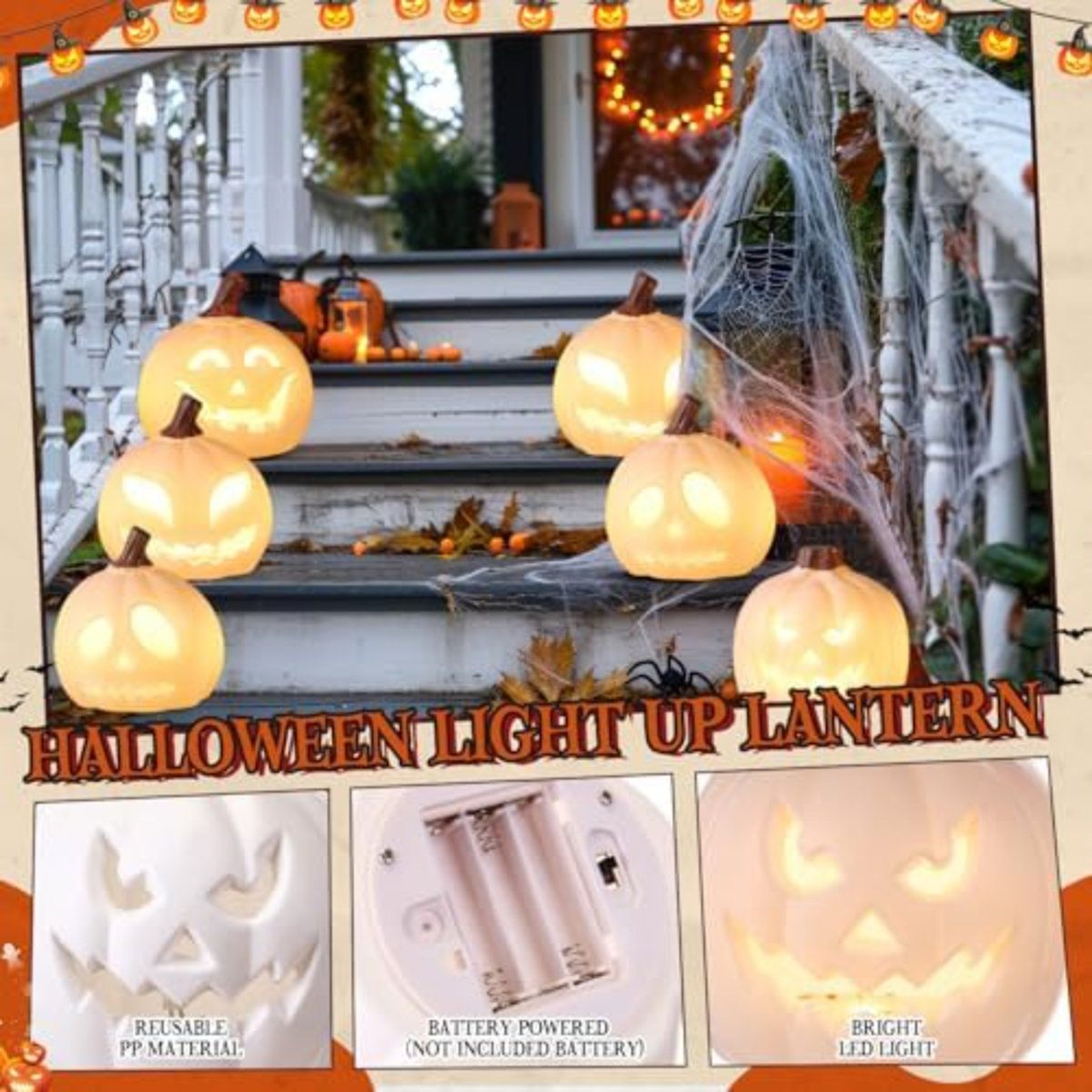 LED Jack O Lantern Pumpkin Lights For Halloween Indoor And Outdoor Decor 5