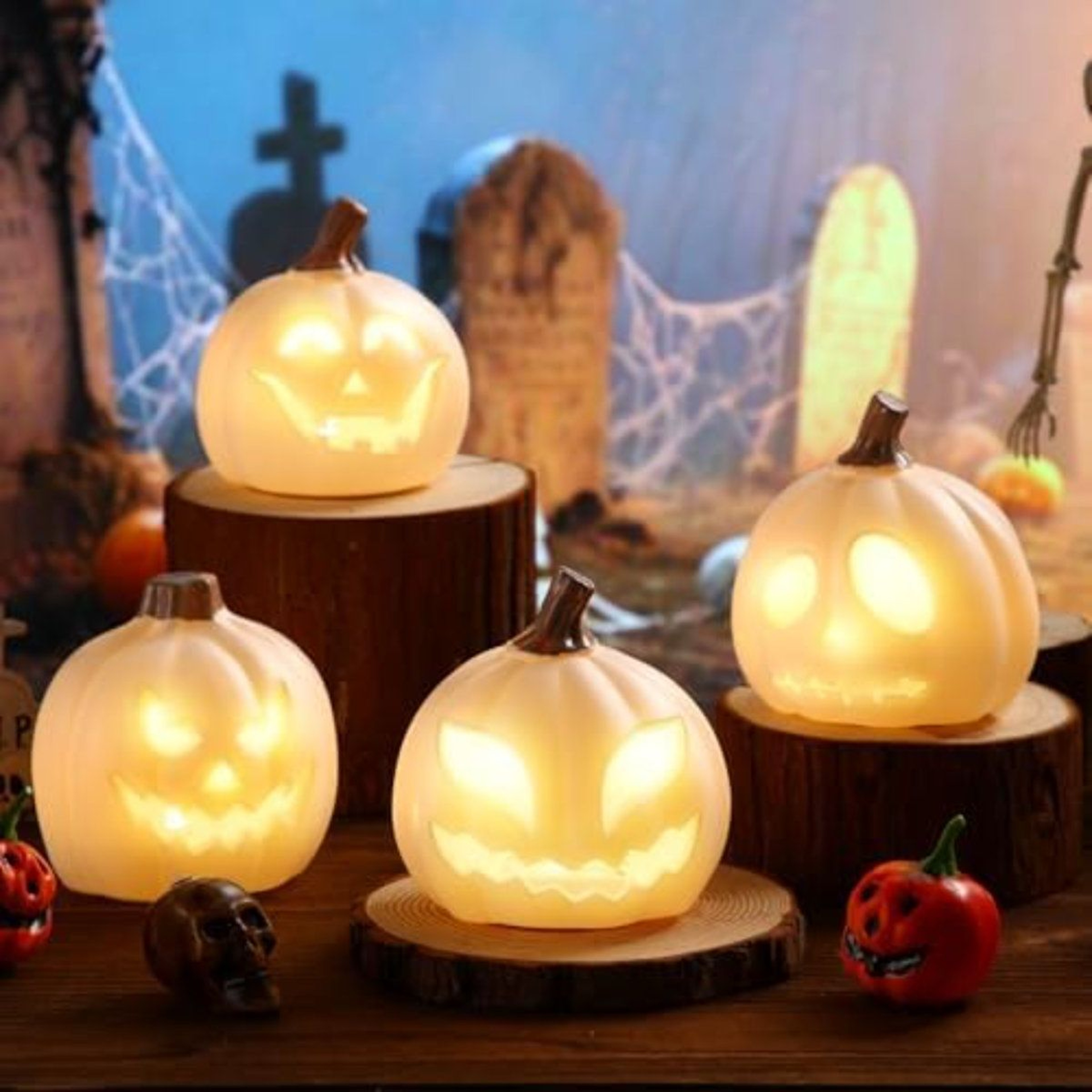 LED Jack O Lantern Pumpkin Lights For Halloween Indoor And Outdoor Decor 0