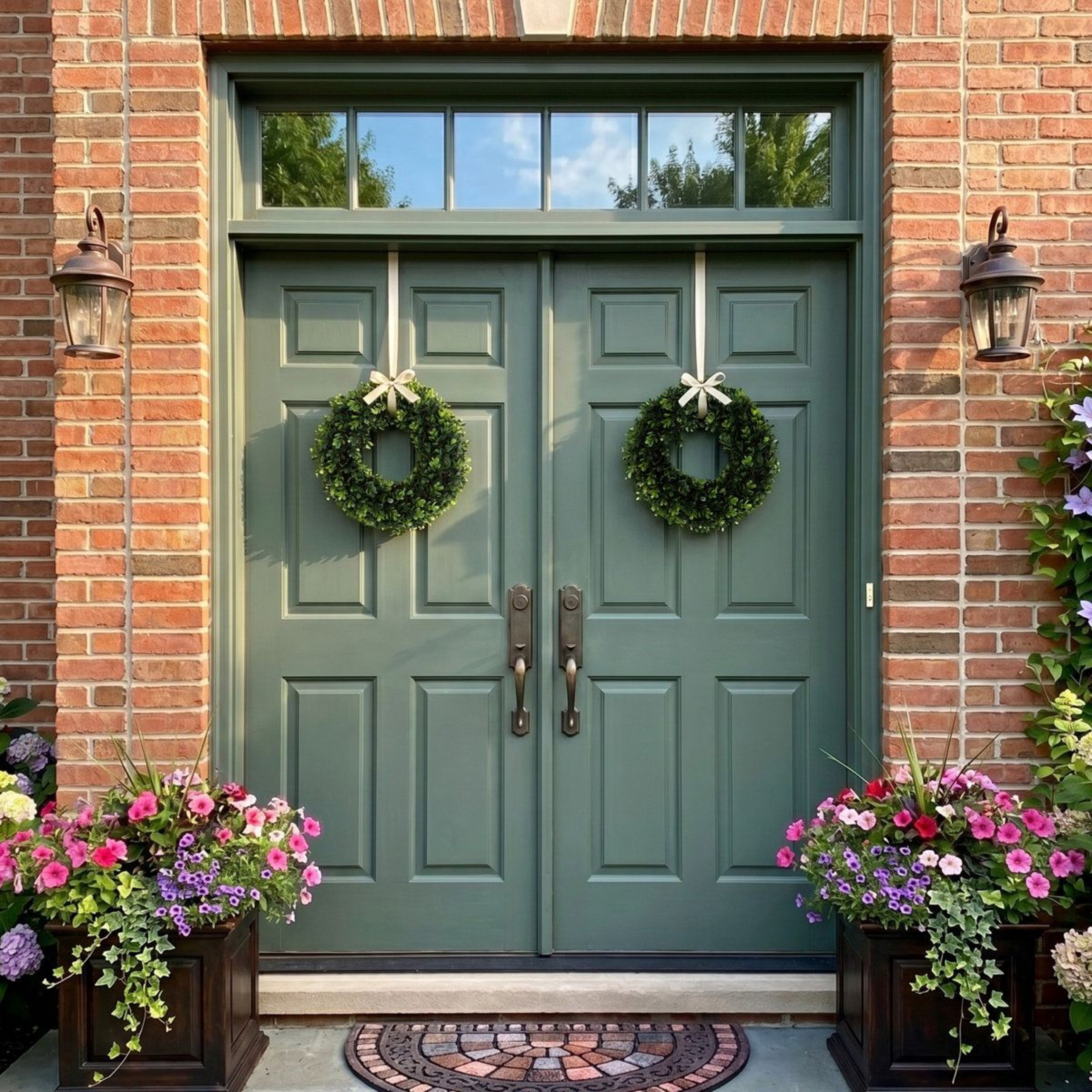 Artificial Greenery Wreaths 12Inch UVResistant Indoor Outdoor Decor Set Of 2 4