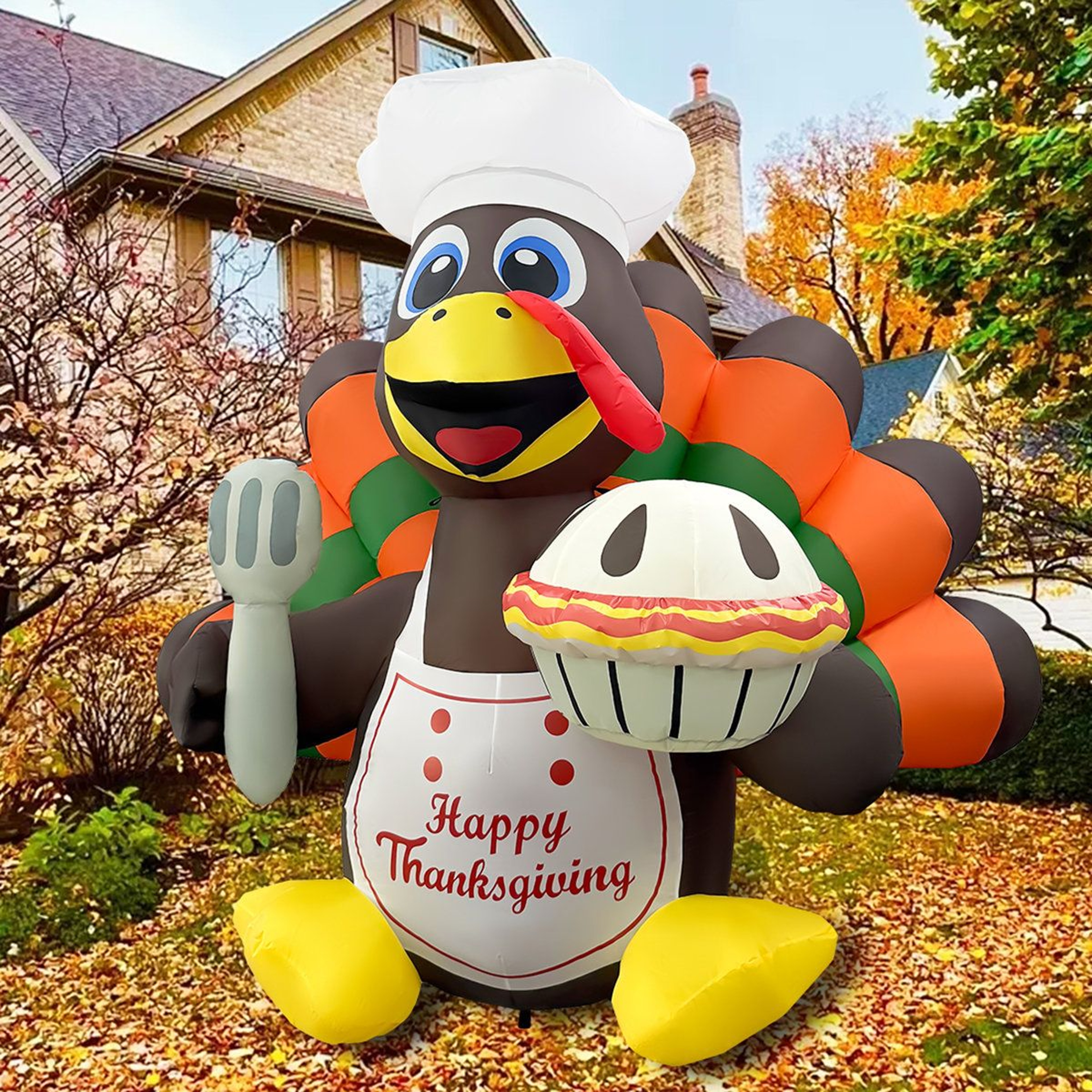 6 FT Thanksgiving Inflatable Chef Turkey With BuiltIn LED Lights For Outdoor Decor 1
