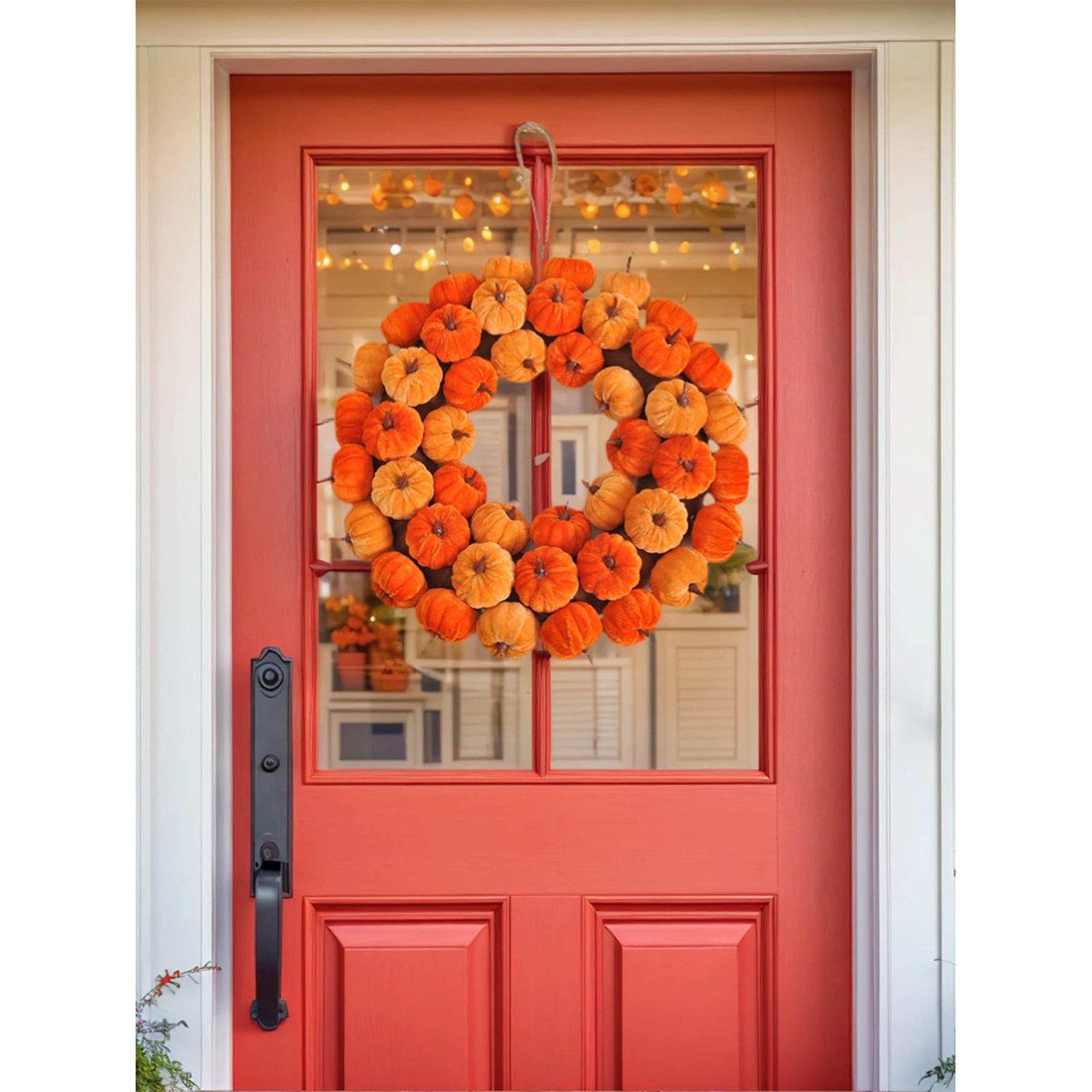 Artificial Fall Pumpkin Wreath For Thanksgiving And Autumn Door Decor 4