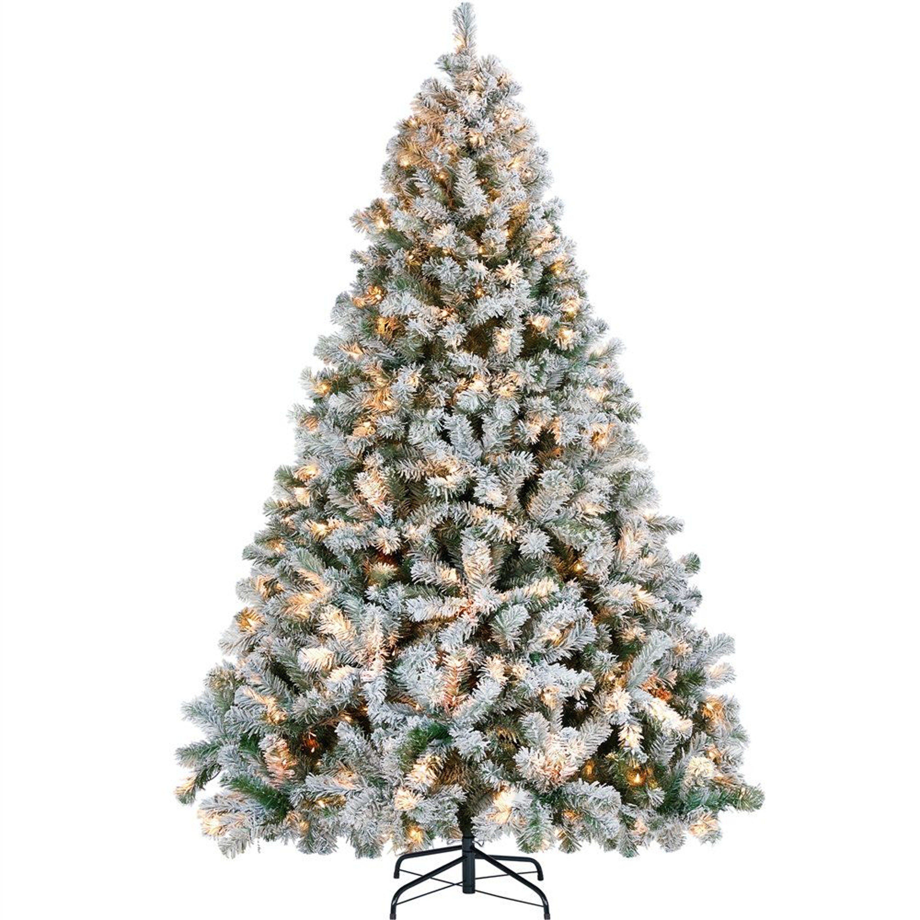 75 Ft PreLit Flocked Artificial Christmas Tree With Warm White Lights 0