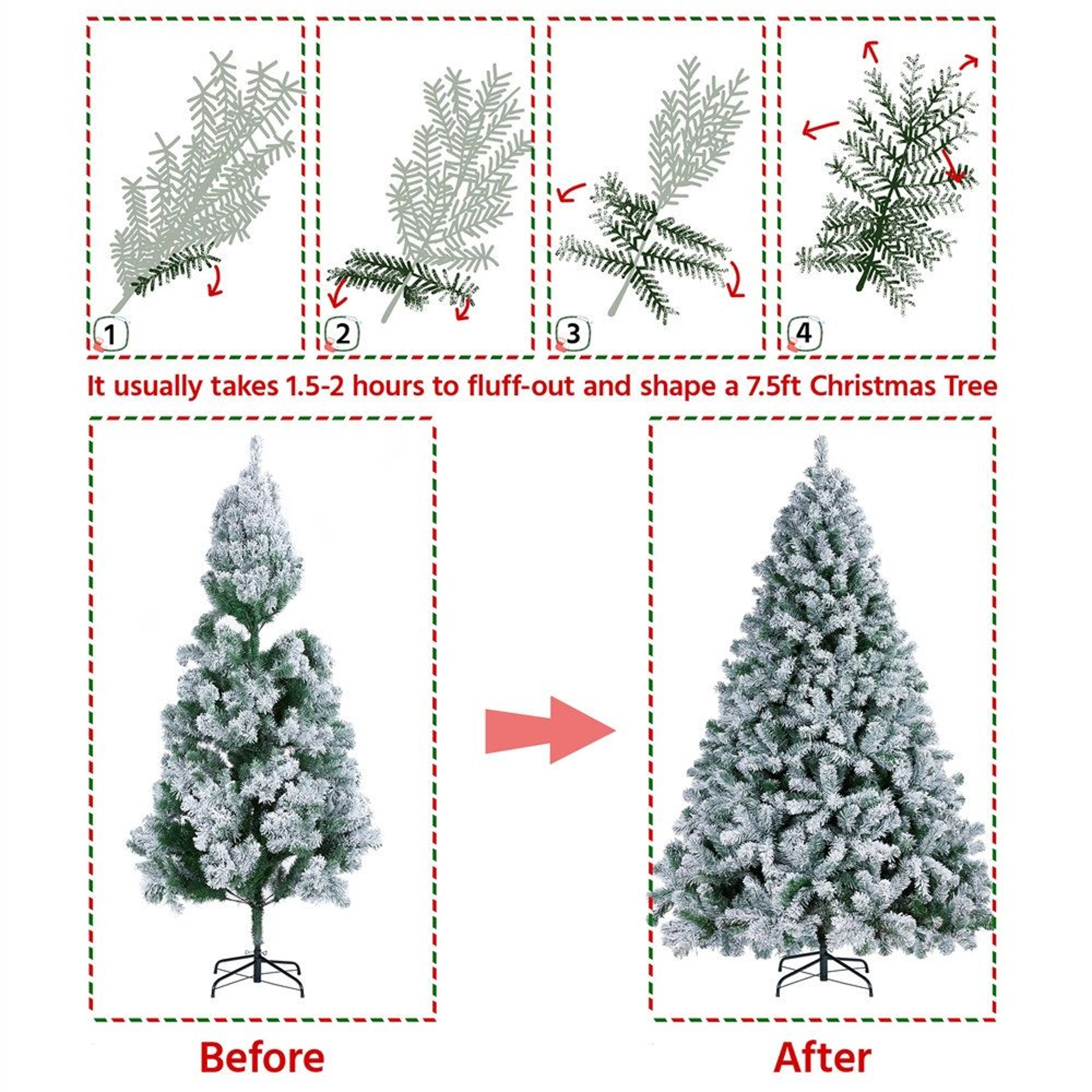 75 Ft PreLit Flocked Artificial Christmas Tree With Warm White Lights 3