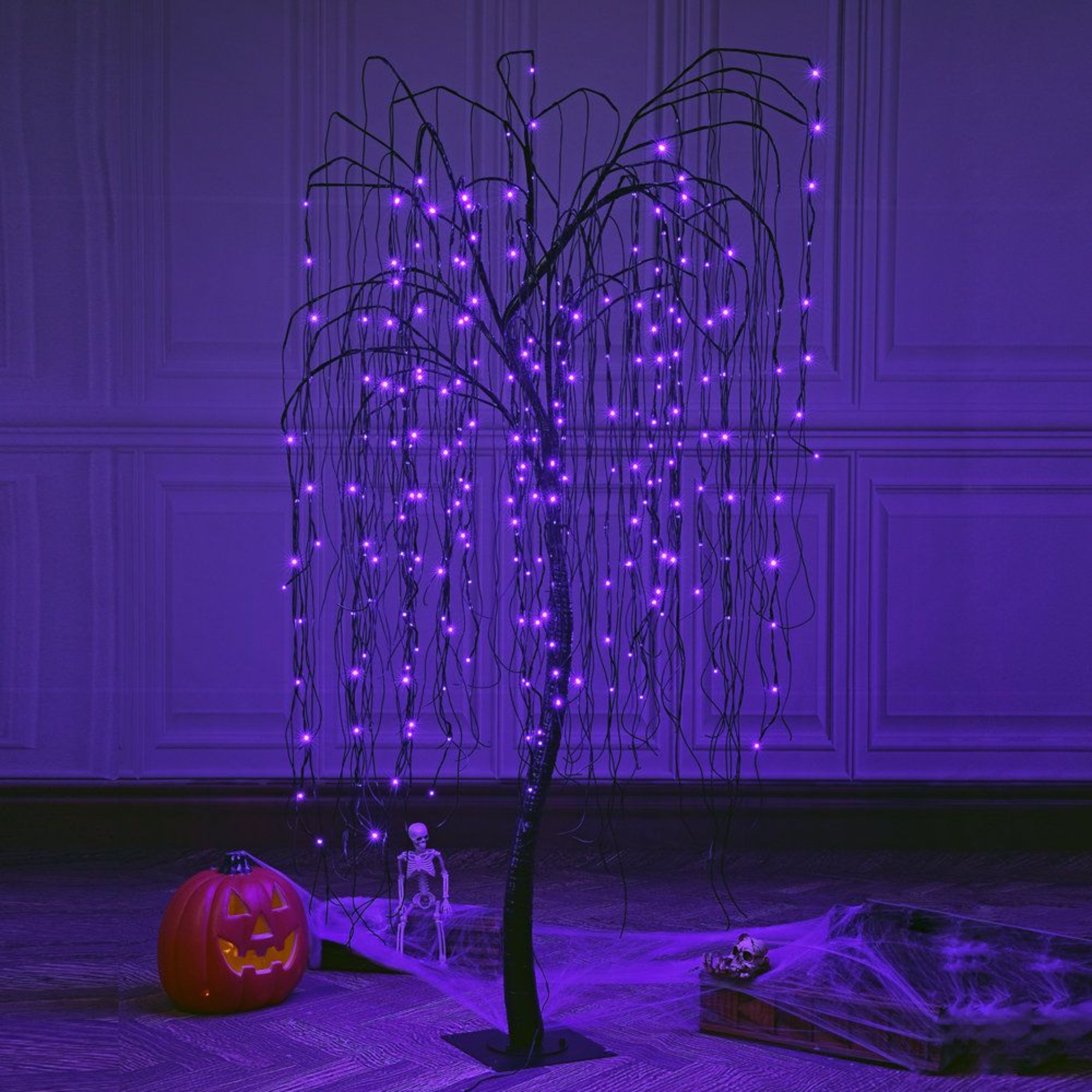 7 Ft Halloween Lighted Tree With 256 Orange And Purple LED Lights 1