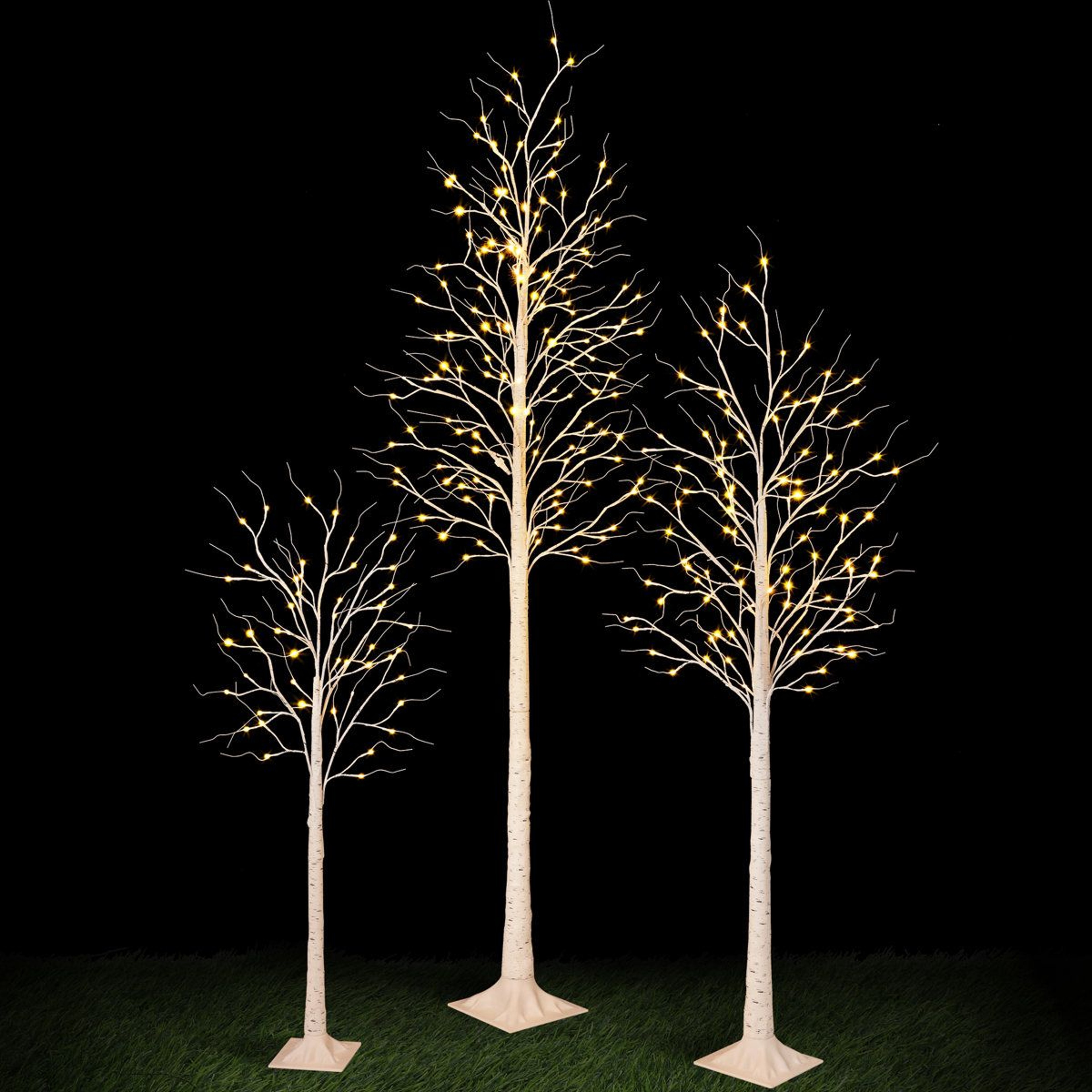 3Piece LED Birch Tree Light Set With Warm White Lights And Bendable Branches  4ft 6ft 8ft 0