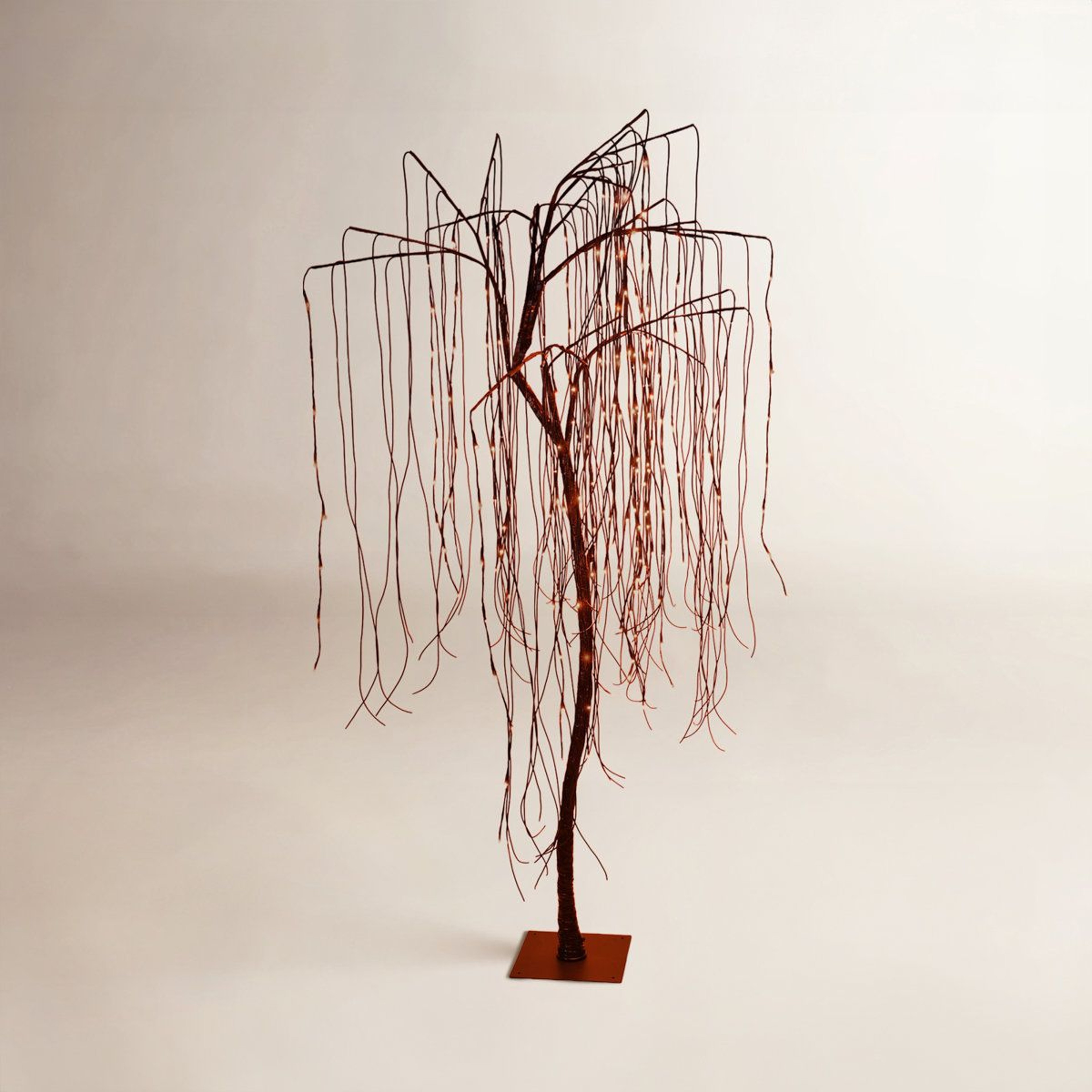 7 Ft Lighted Willow Tree With Orange LED Lights  PlugIn Decorative Tree 0