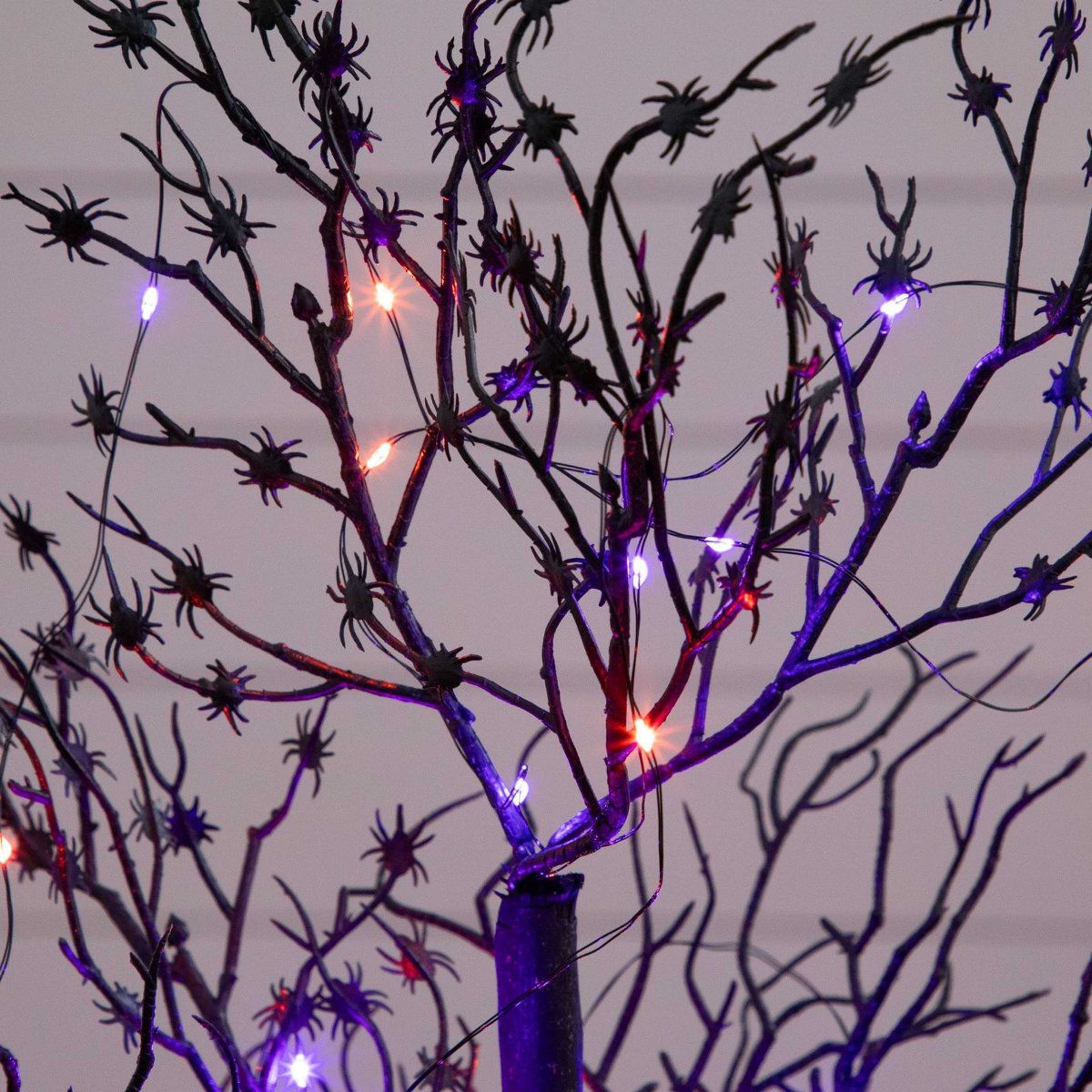 3ft PreLit Artificial Halloween Spider Twig Tree With Orange And Purple LED Lights 3