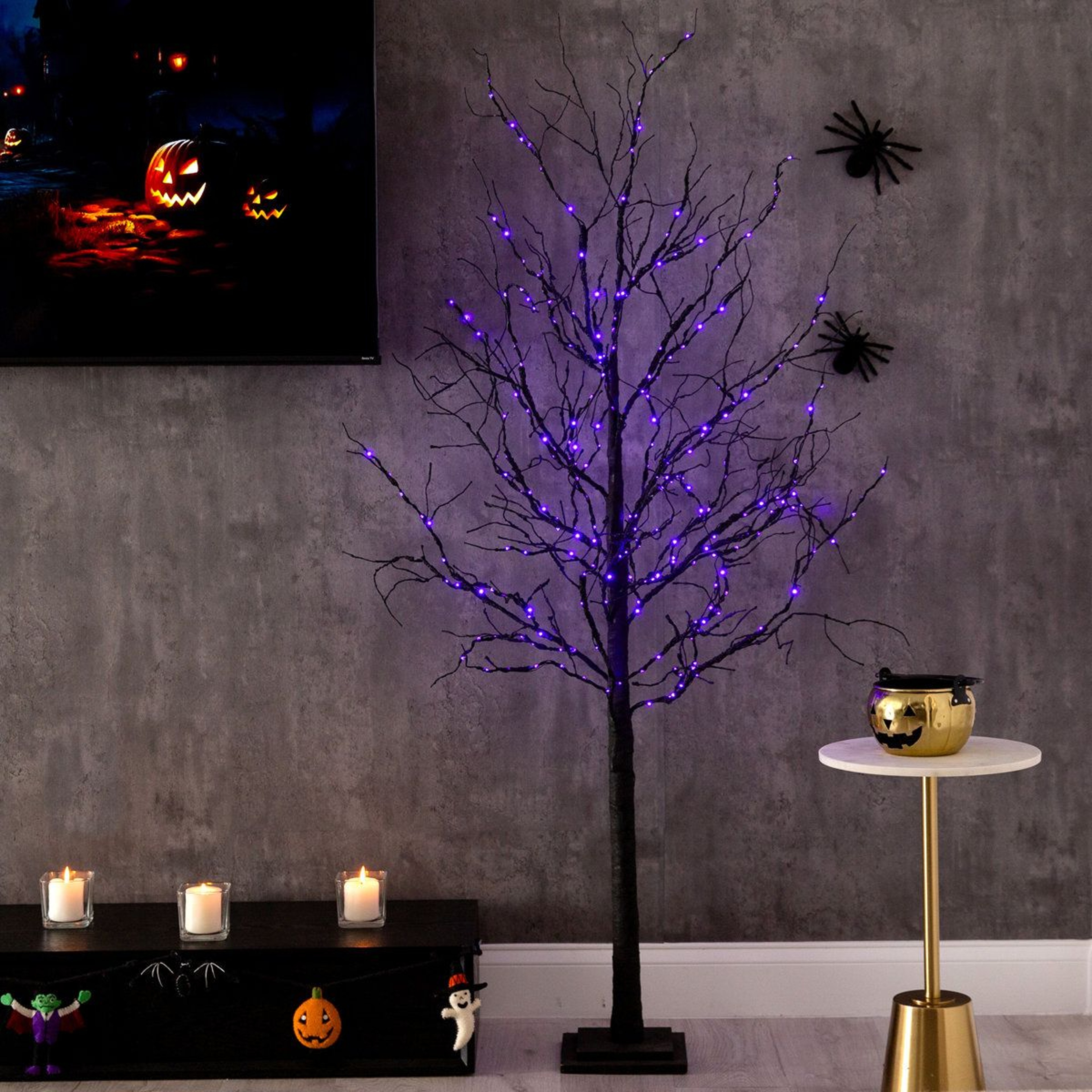 72Inch PreLit Halloween Twig Tree With 156 LED Lights 3