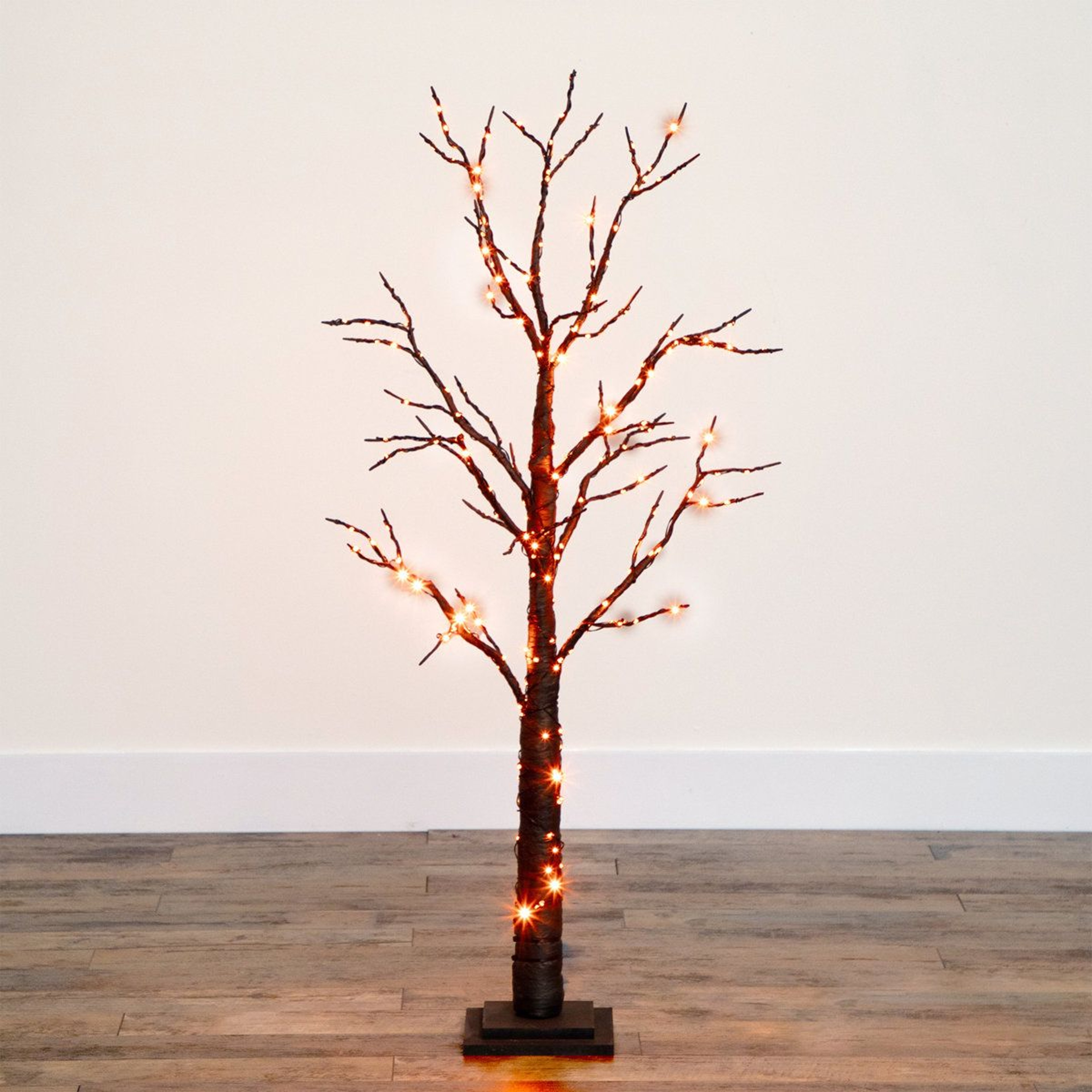 4 Ft PreLit Black Halloween Twig Tree With 240 Orange And Purple LED Lights 7