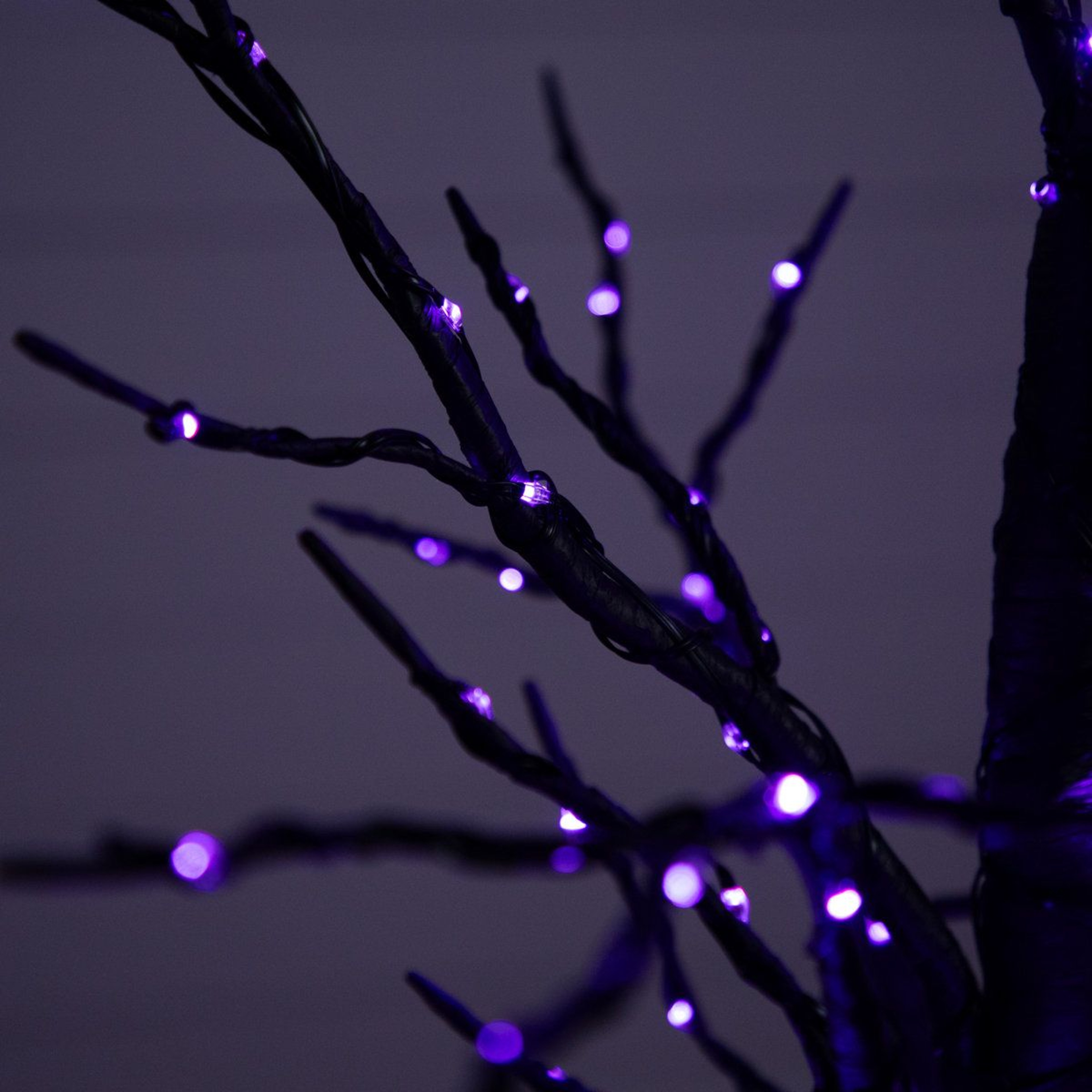 4 Ft PreLit Black Halloween Twig Tree With 240 Orange And Purple LED Lights 6