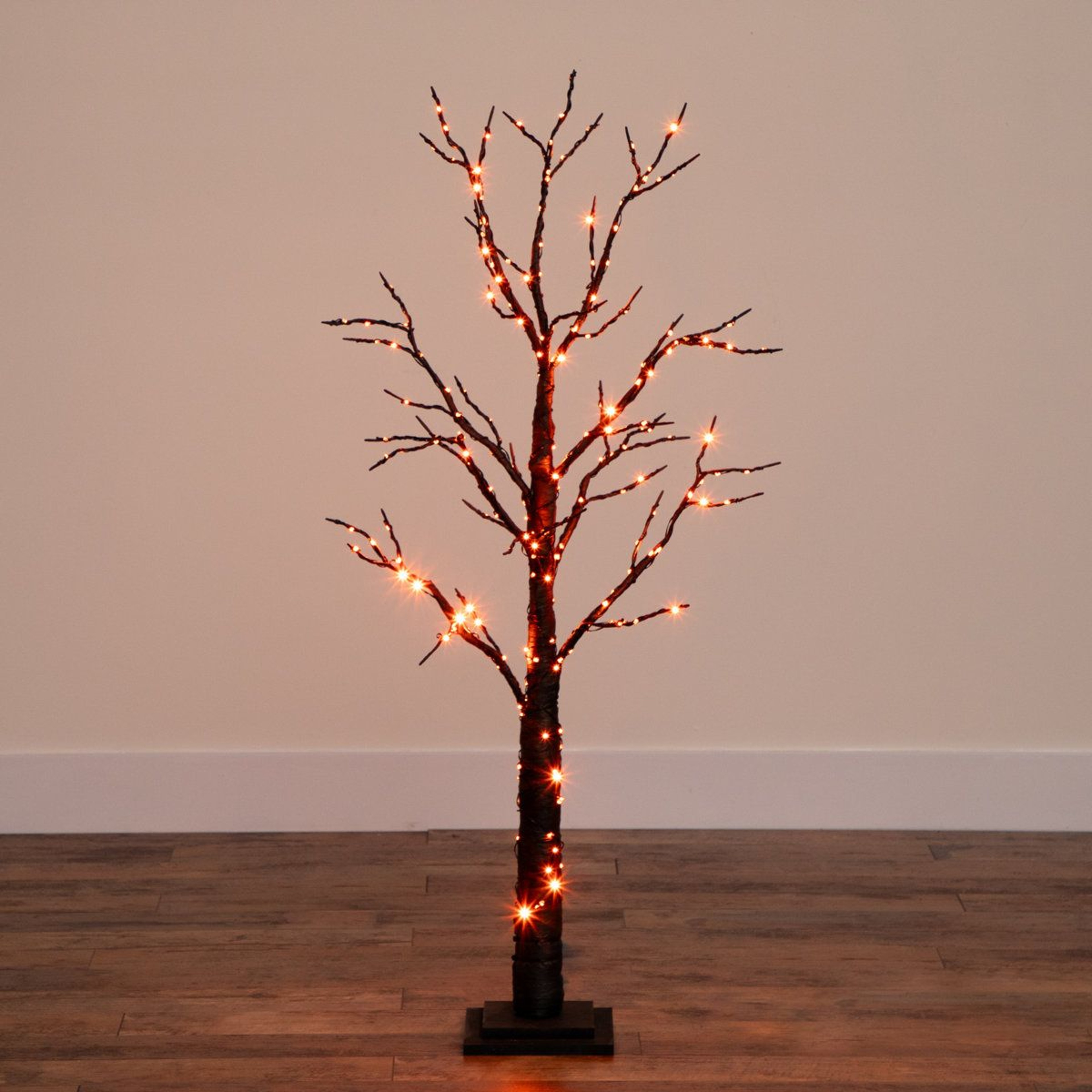 4 Ft PreLit Black Halloween Twig Tree With 240 Orange And Purple LED Lights 9