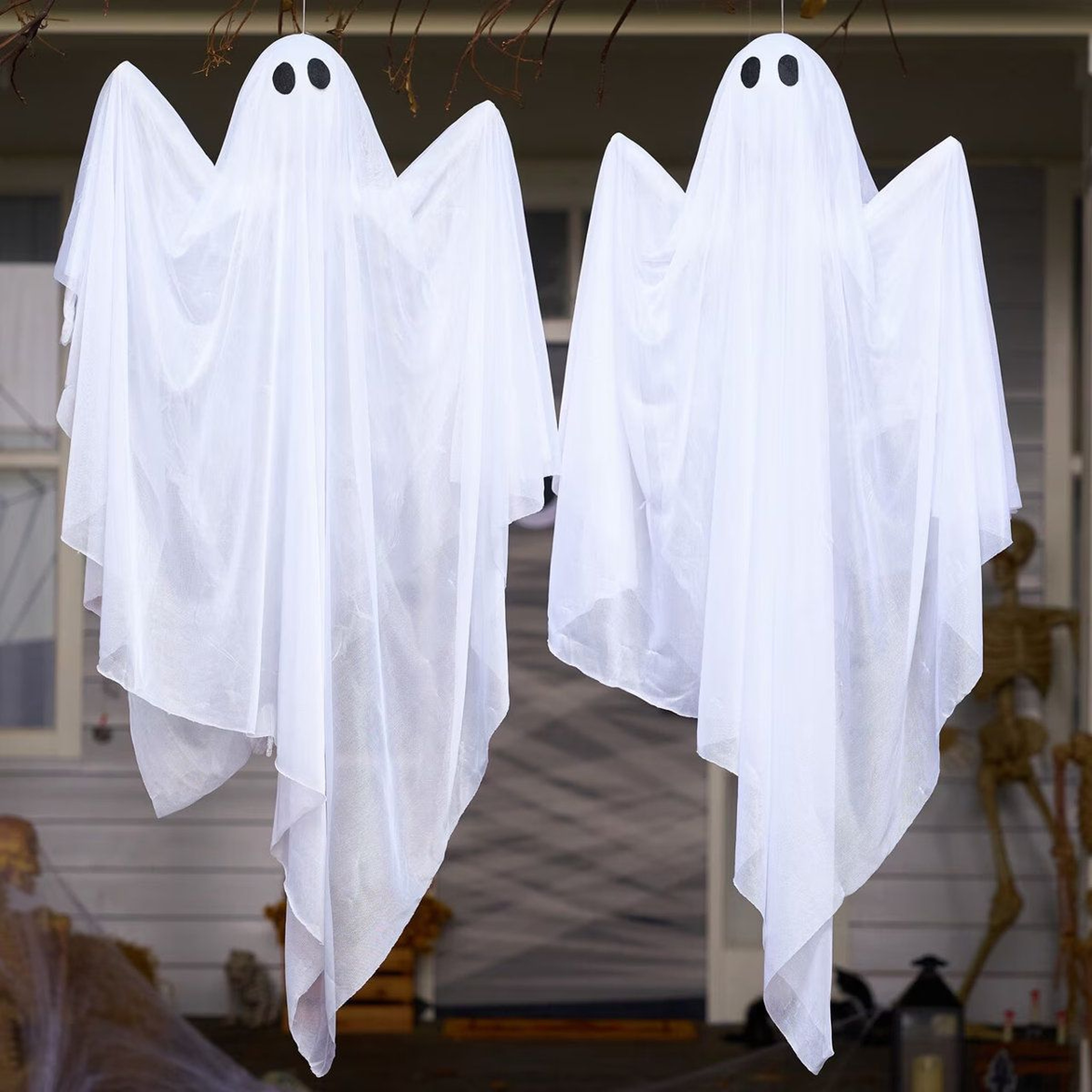 Halloween LightUp Hanging Ghost Decorations With Bendable Arms Set Of 2 1