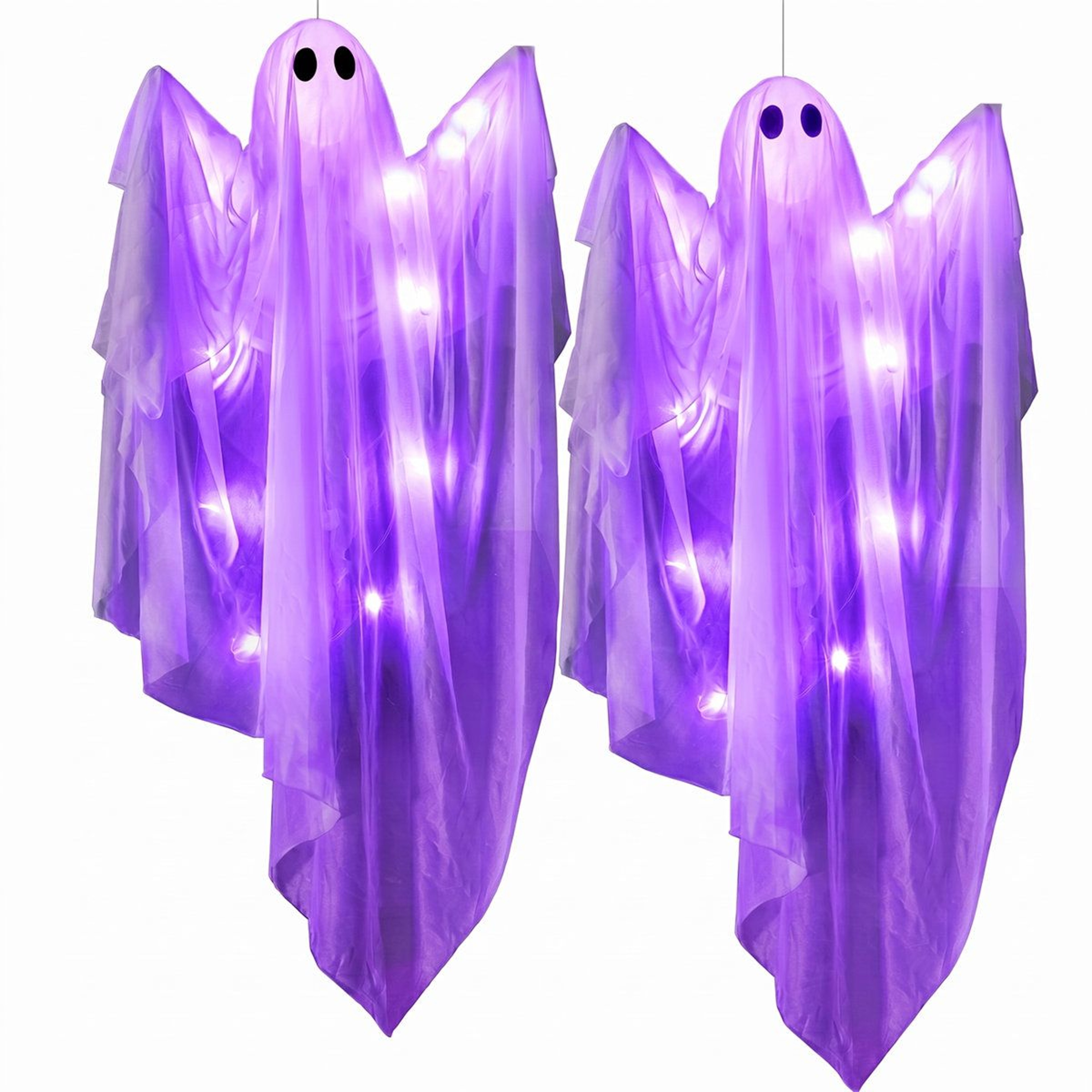 Halloween LightUp Hanging Ghost Decorations With Bendable Arms Set Of 2 0