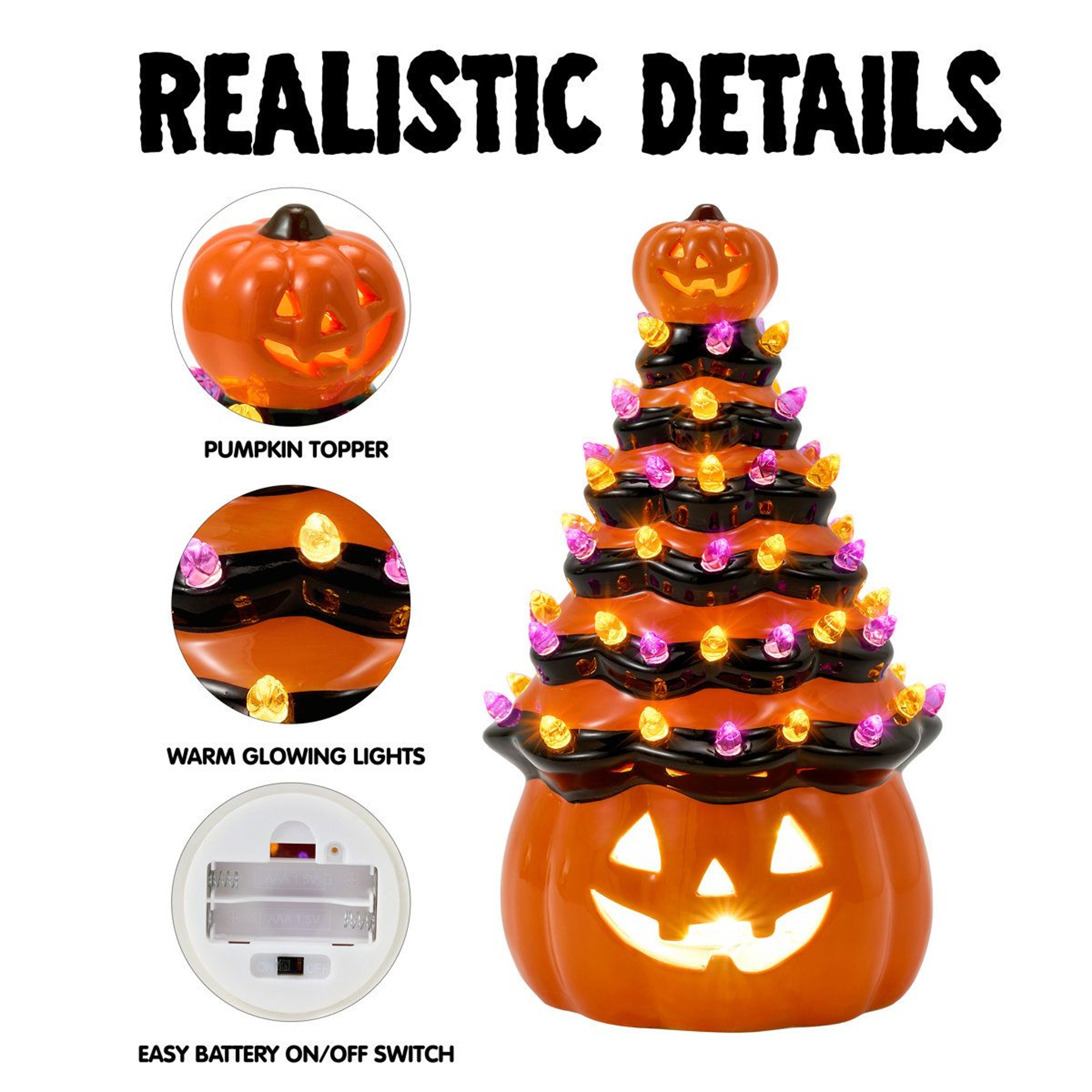 Orange Ceramic Pumpkin Tree Halloween Tabletop Decoration 85 Inch 3