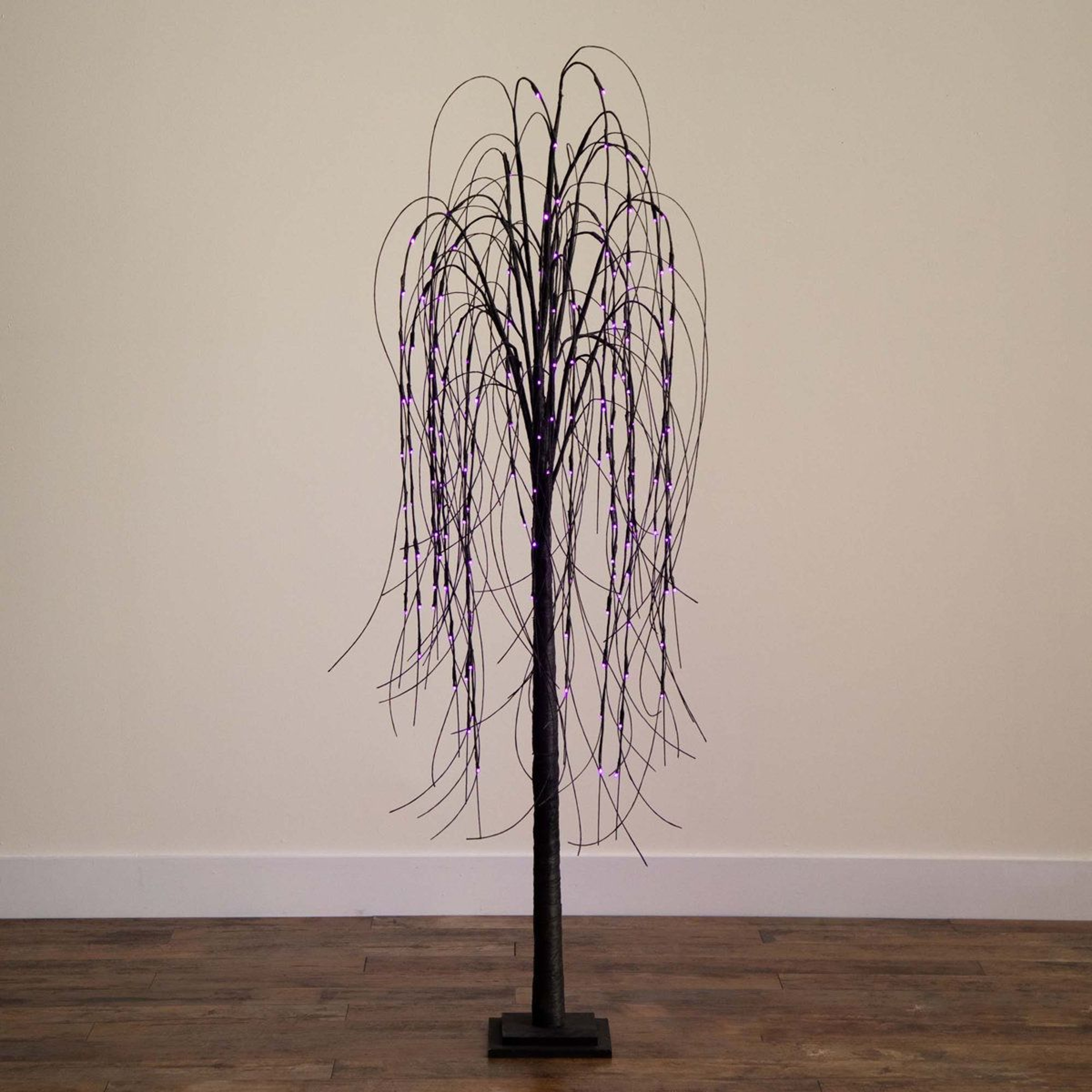 6 Ft PreLit Halloween Black Willow Tree With 160 Orange And Purple LED Lights 8