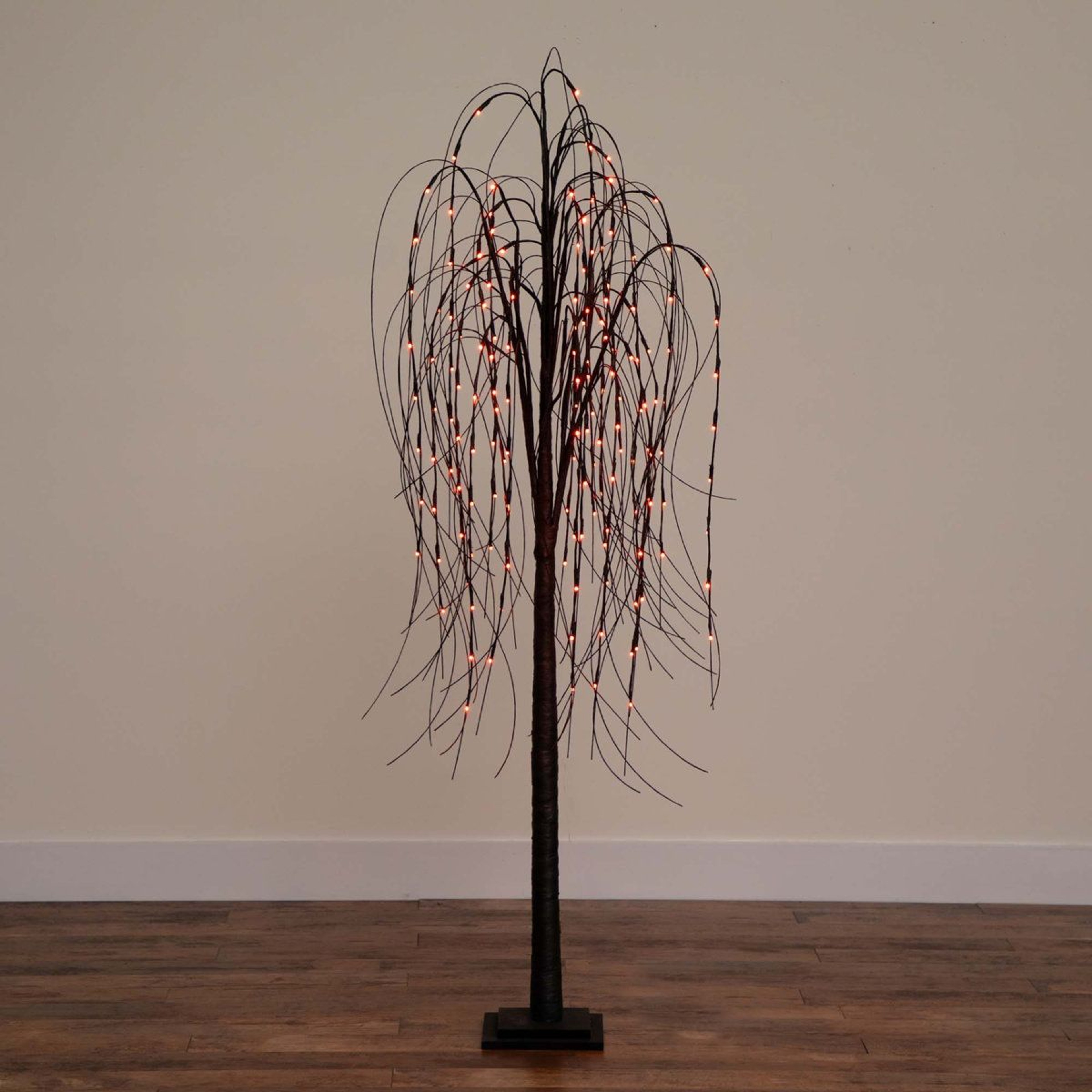 6 Ft PreLit Halloween Black Willow Tree With 160 Orange And Purple LED Lights 14