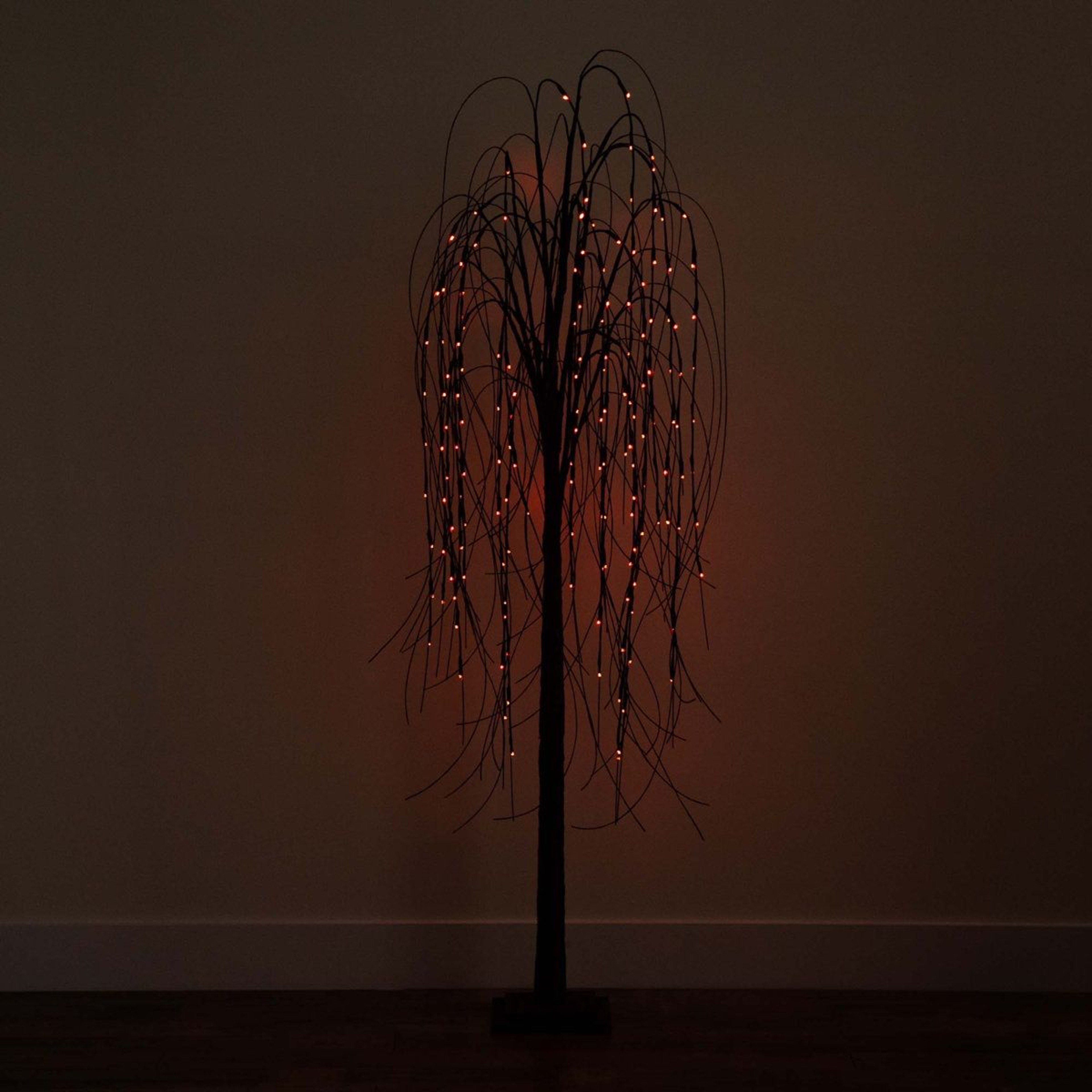 6 Ft PreLit Halloween Black Willow Tree With 160 Orange And Purple LED Lights 12