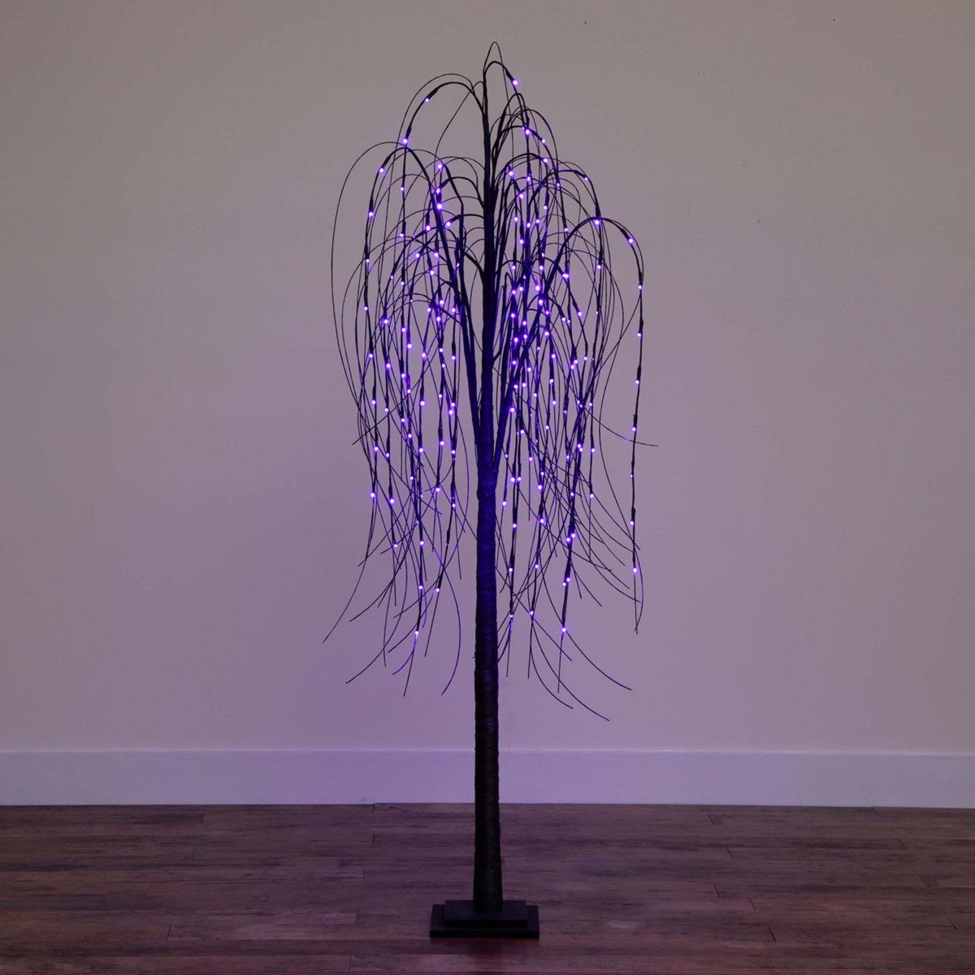 6 Ft PreLit Halloween Black Willow Tree With 160 Orange And Purple LED Lights 1