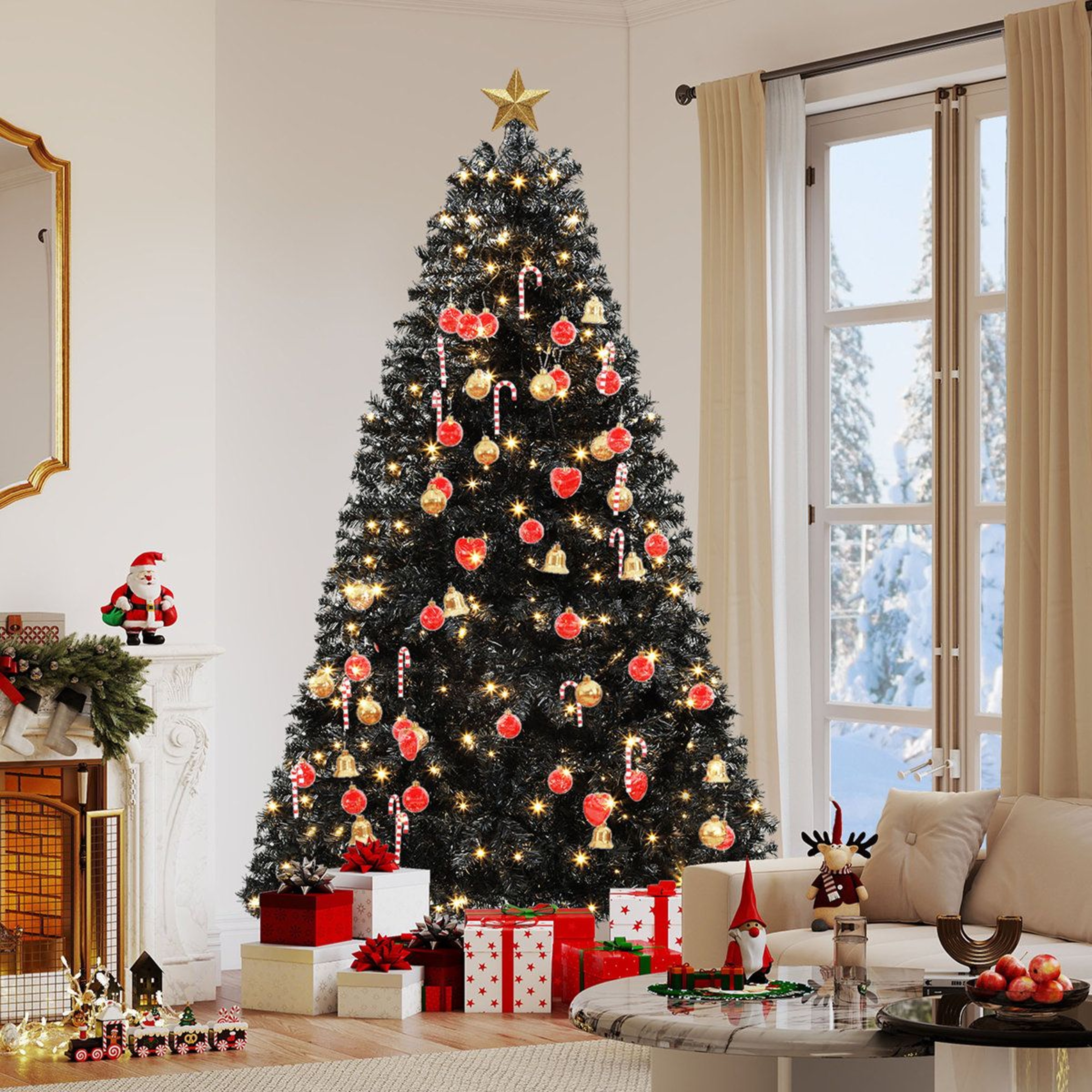 75 Ft PreLit Black Halloween Artificial Christmas Tree With 550 LED Lights 6