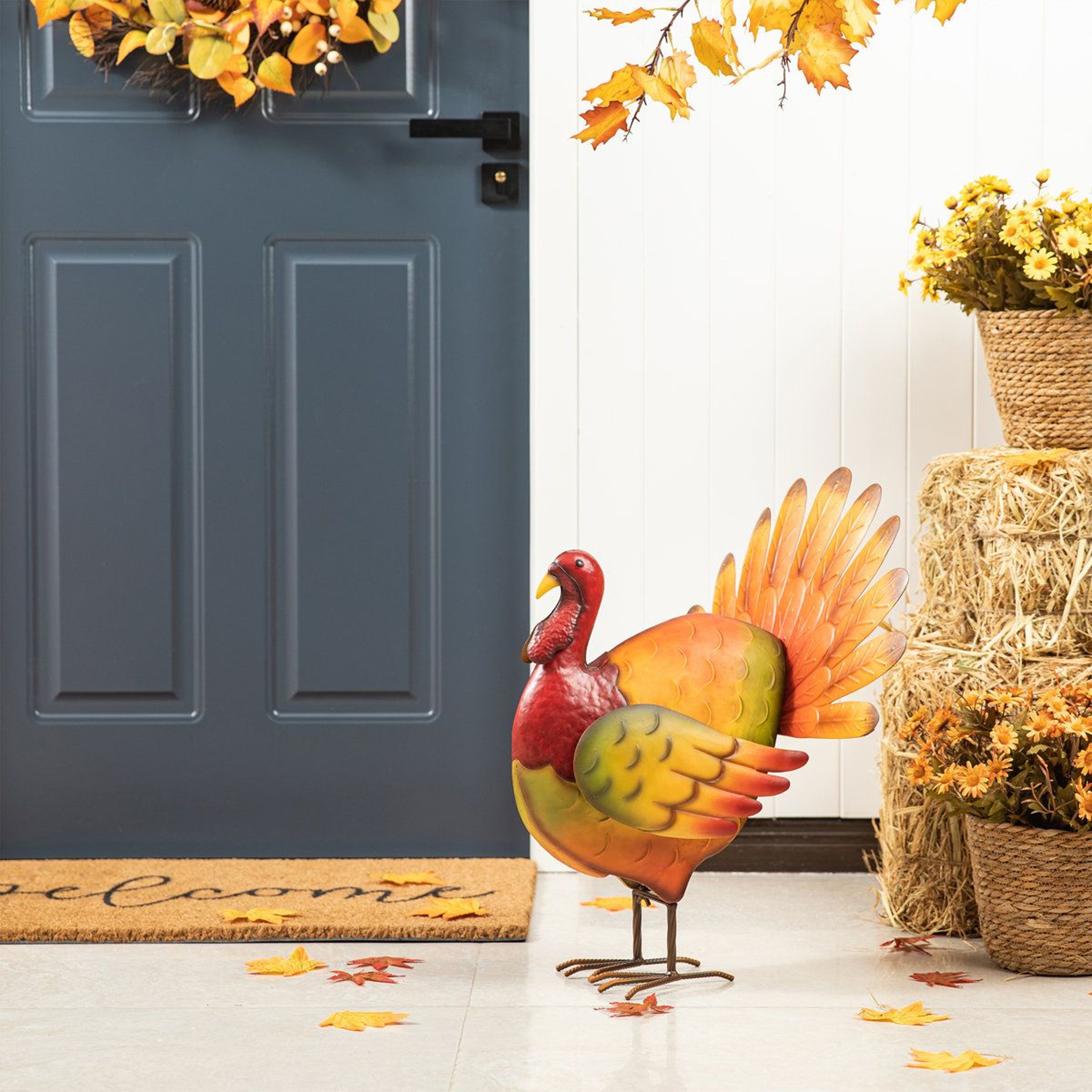 Thanksgiving Turkey Metal Figurine Decoration For Indoor And Outdoor Fall Decor 5
