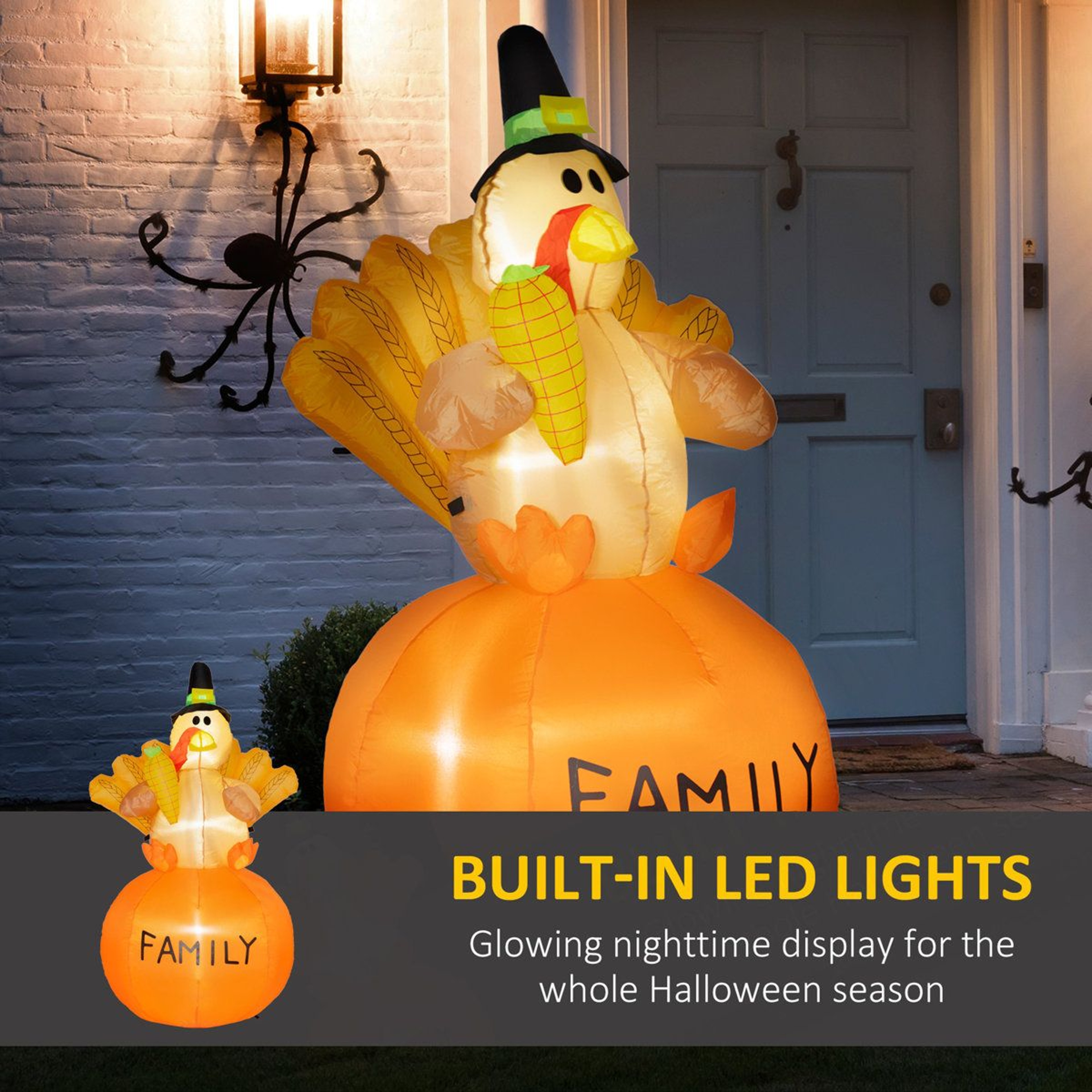 Inflatable Thanksgiving Turkey With LED Lights For Indoor Outdoor Holiday Decor 5