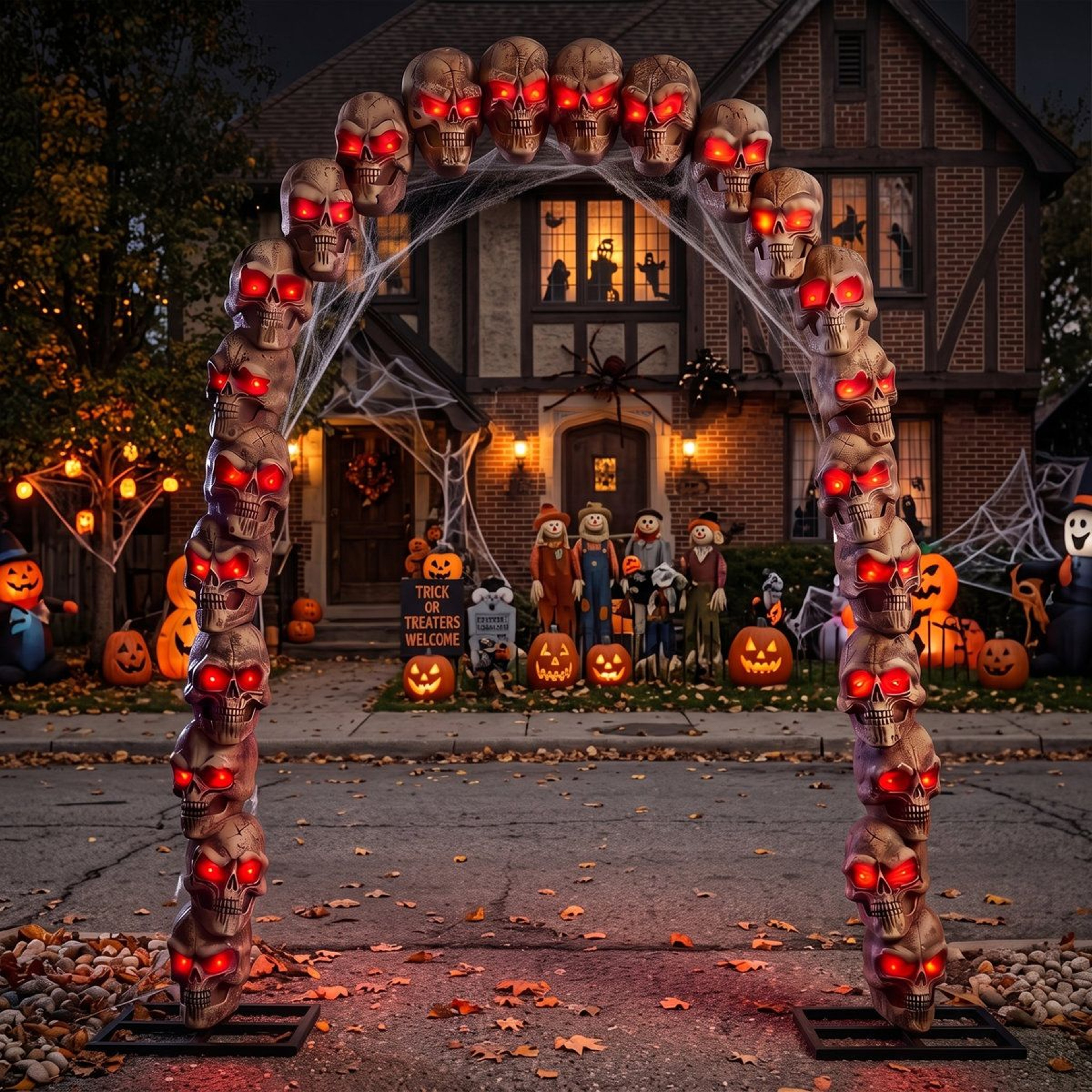 72 Ft Halloween Skeleton Archway With RGB LED Lights And Motion Sensor 0