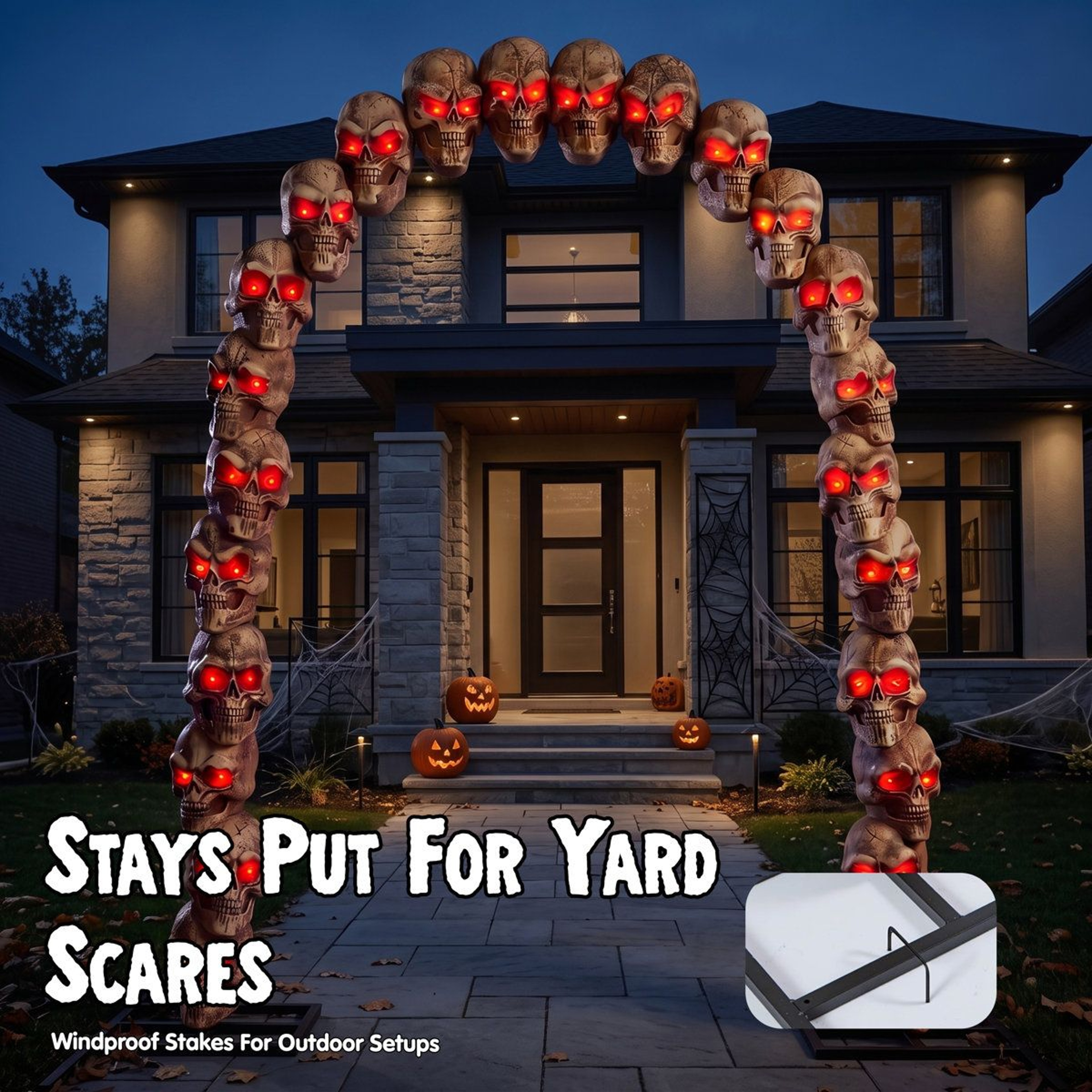 72 Ft Halloween Skeleton Archway With RGB LED Lights And Motion Sensor 6