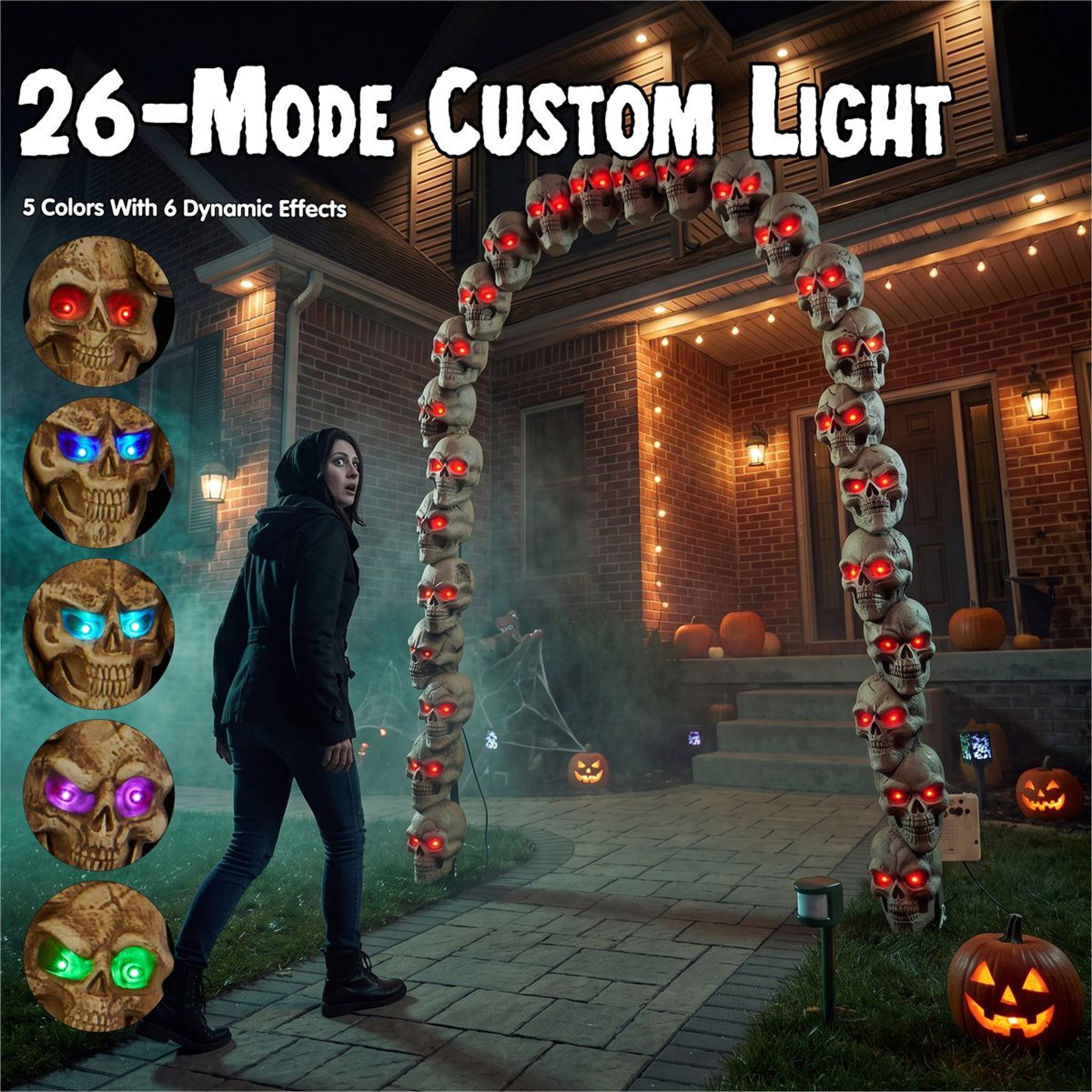 72 Ft Halloween Skeleton Archway With RGB LED Lights And Motion Sensor 5
