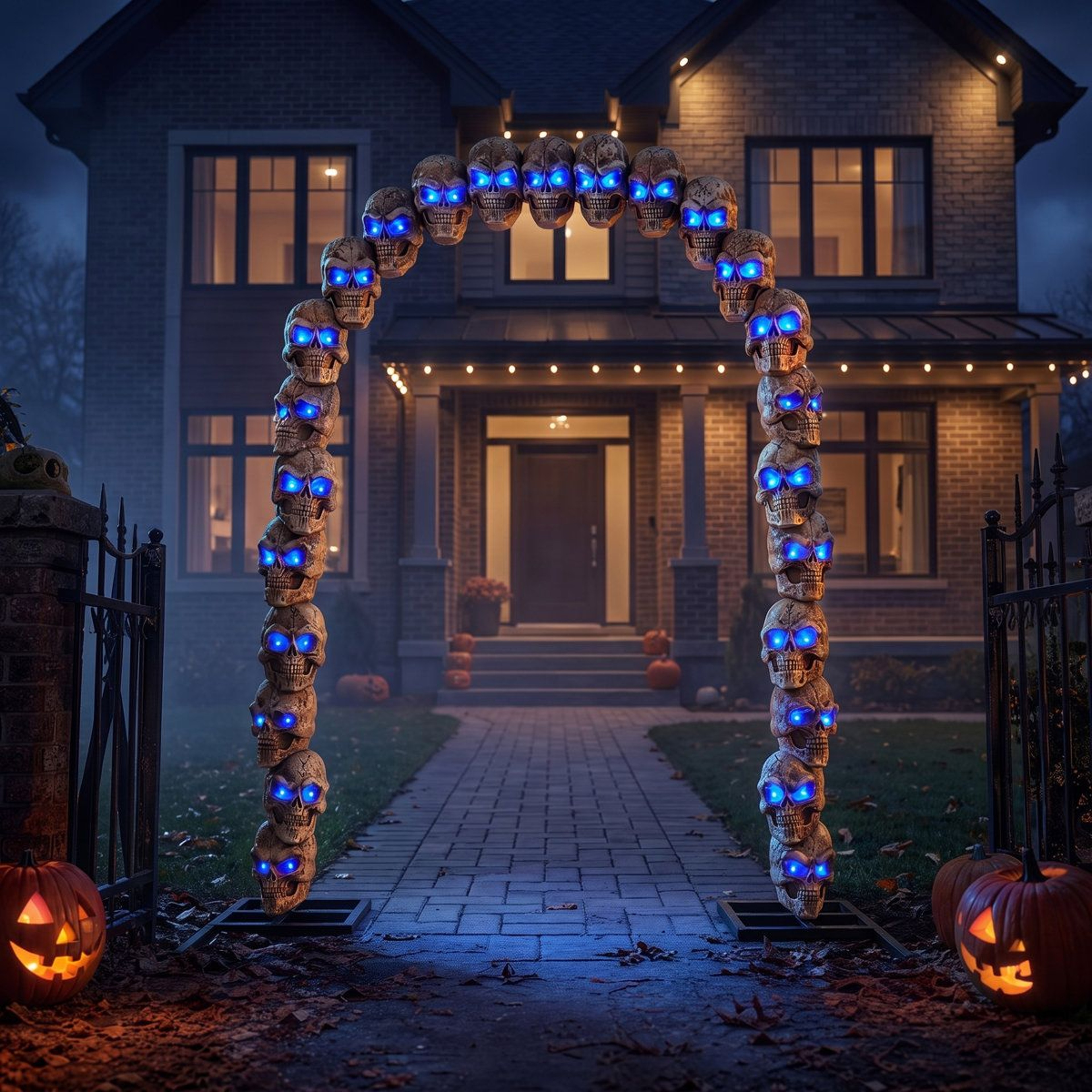 72 Ft Halloween Skeleton Archway With RGB LED Lights And Motion Sensor 1