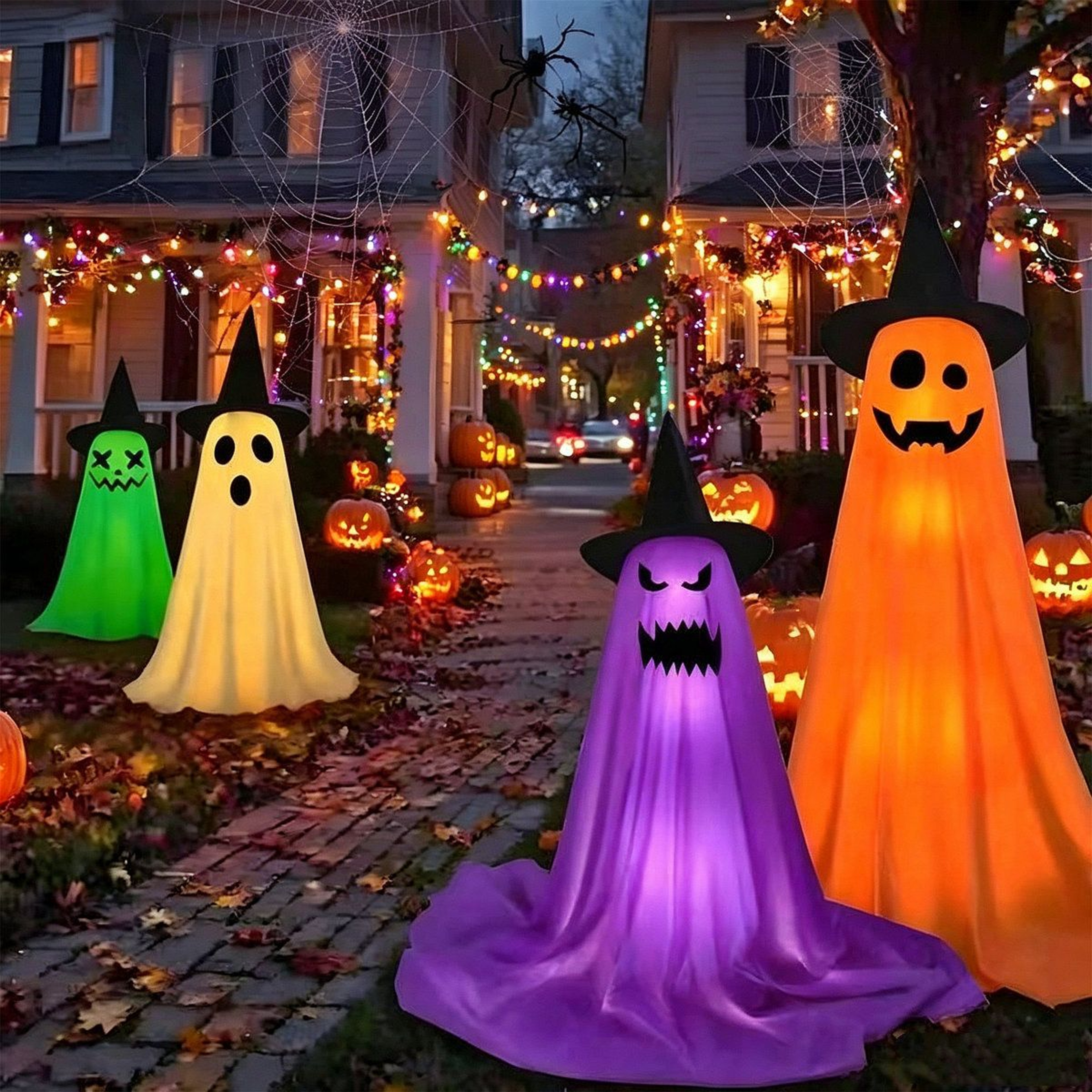 4Pack Outdoor Halloween Ghost Decorations With LED String Lights And Remote 1