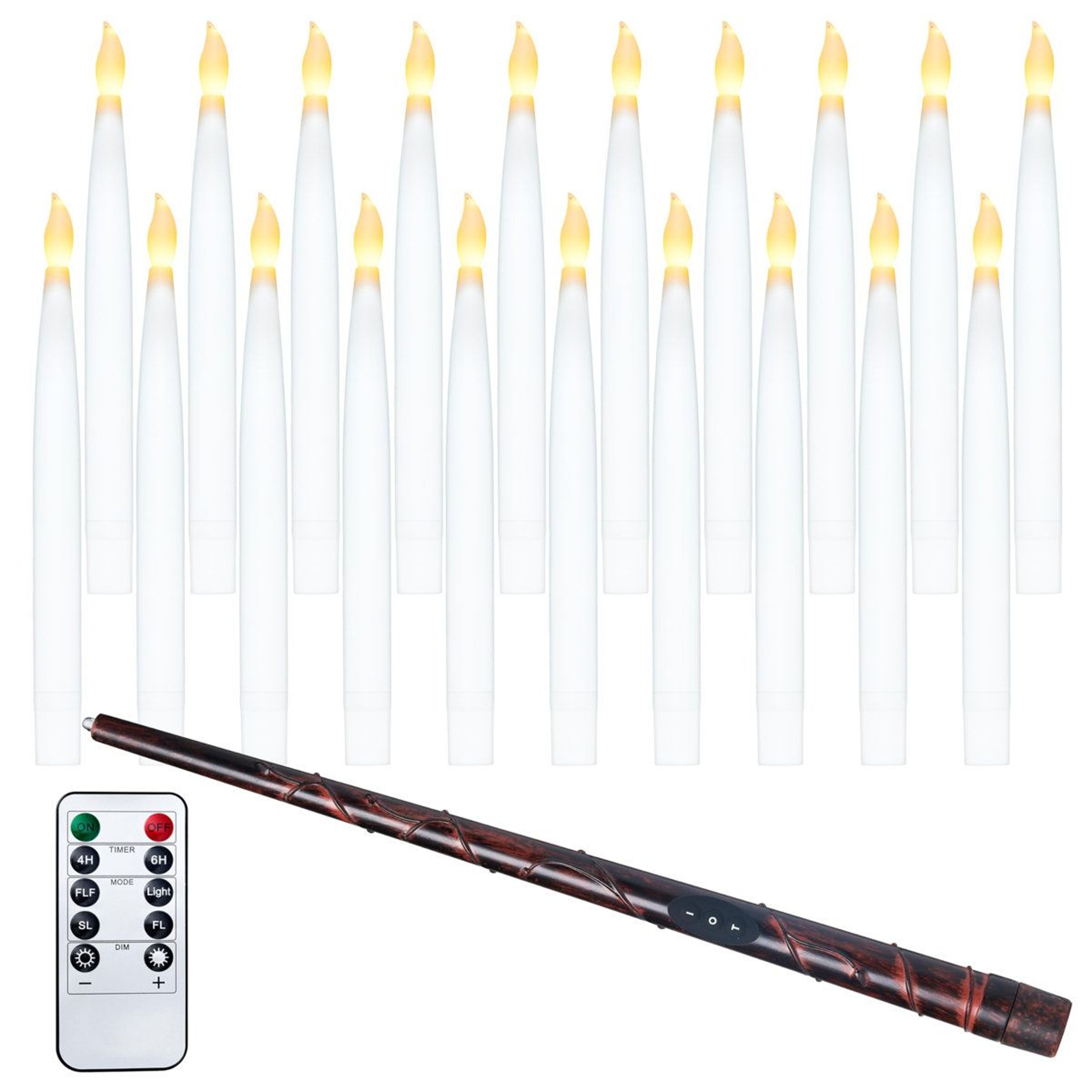 20Piece Halloween Floating LED Candles With Wand Remote And Flickering Lights 0