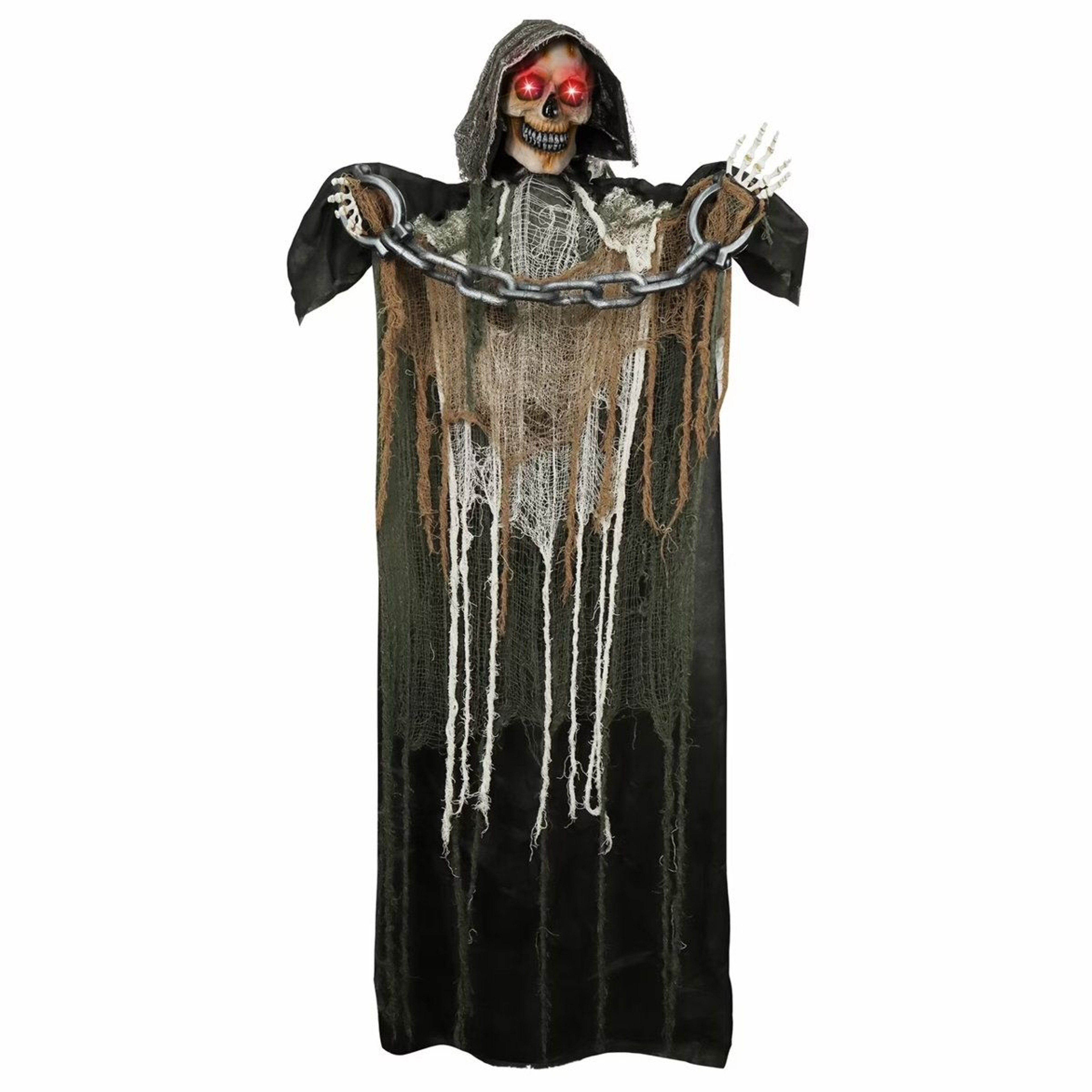 SoundActivated Animatronic Grim Reaper Halloween Decoration With Glowing Eyes 0