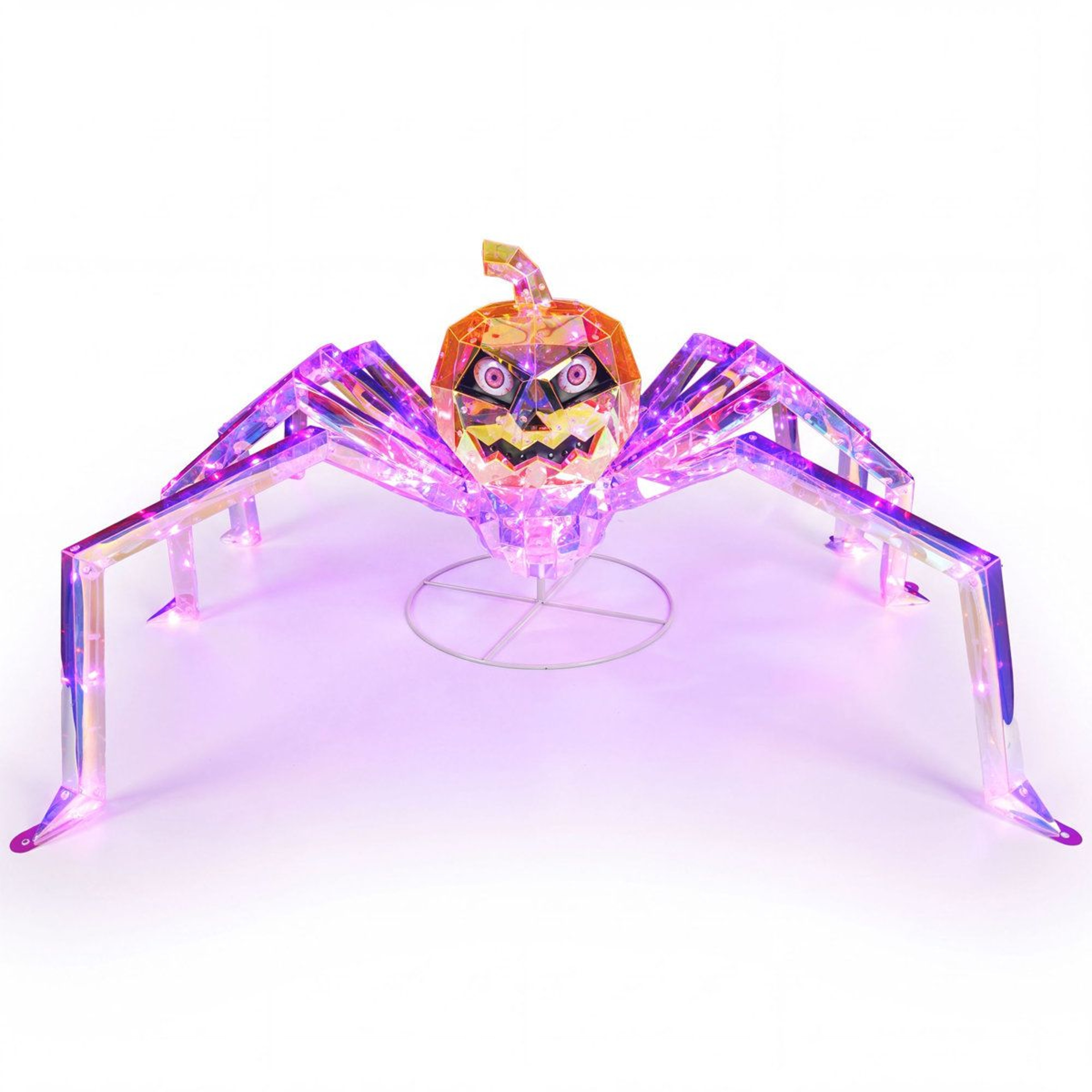 Halloween Pumpkin Spider Decoration With Iridescent Finish And Multicolor LED Lights 2