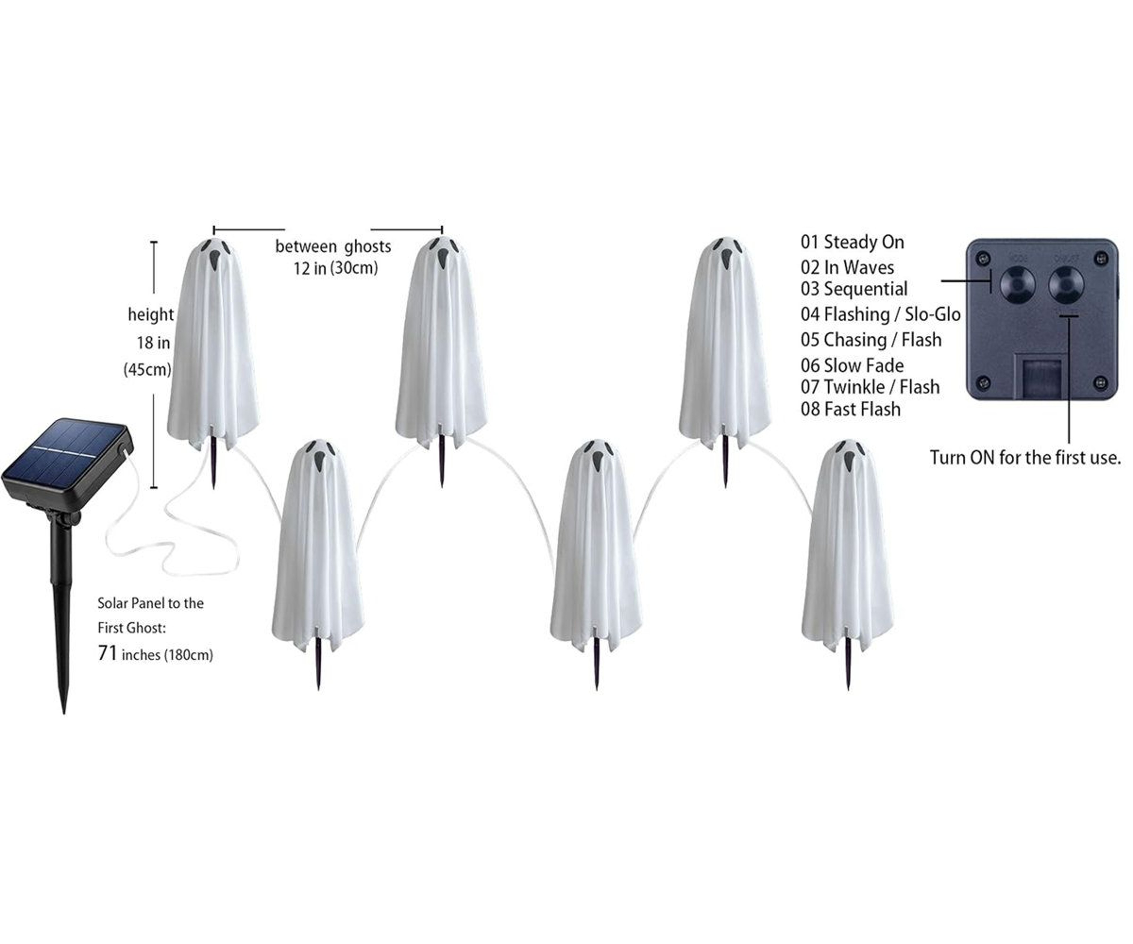 6 Pack Solar Ghost Stake Lights For Outdoor Halloween Decorations 2