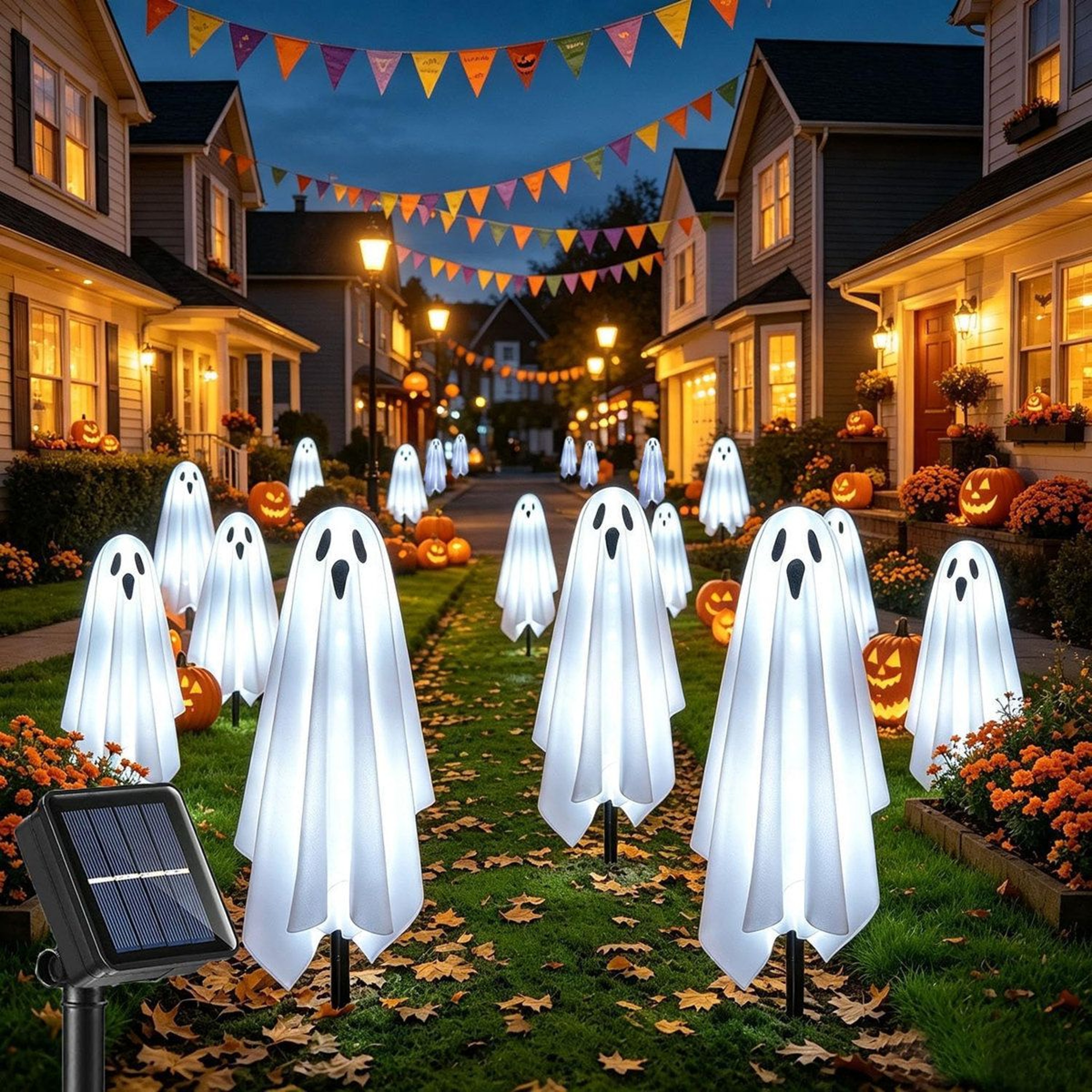 6 Pack Solar Ghost Stake Lights For Outdoor Halloween Decorations 1
