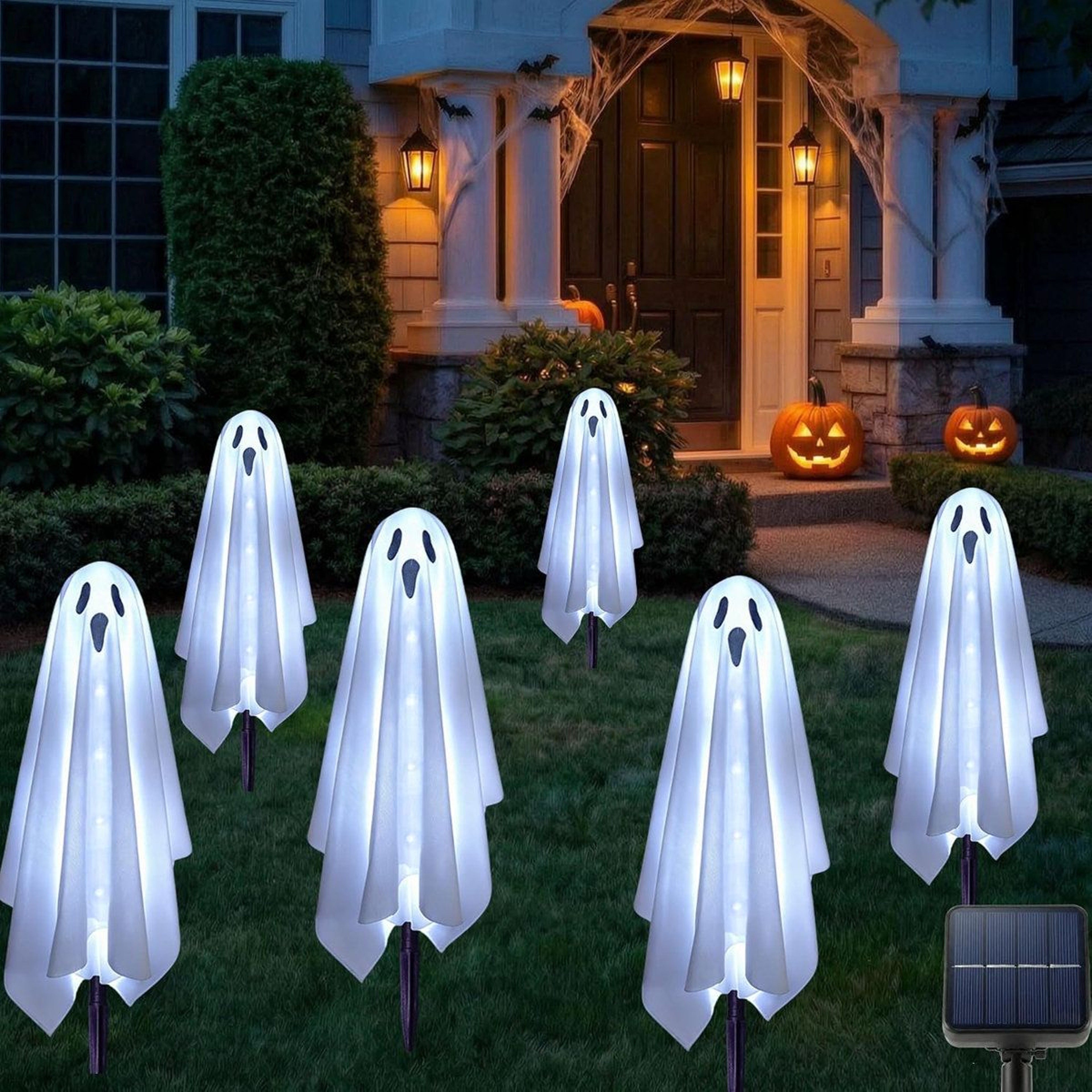 6 Pack Solar Ghost Stake Lights For Outdoor Halloween Decorations 4