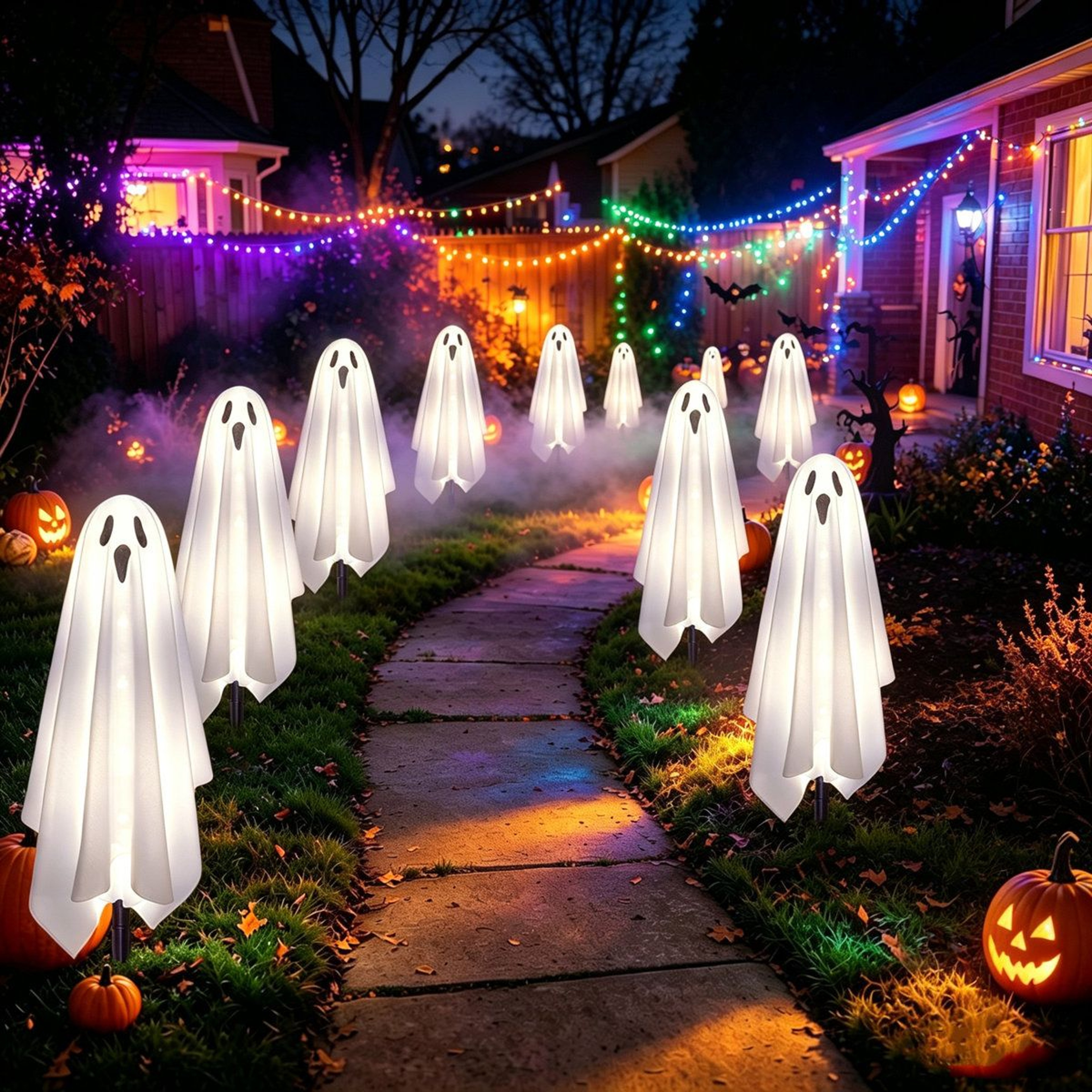 6 Pack Solar Ghost Stake Lights For Outdoor Halloween Decorations 0