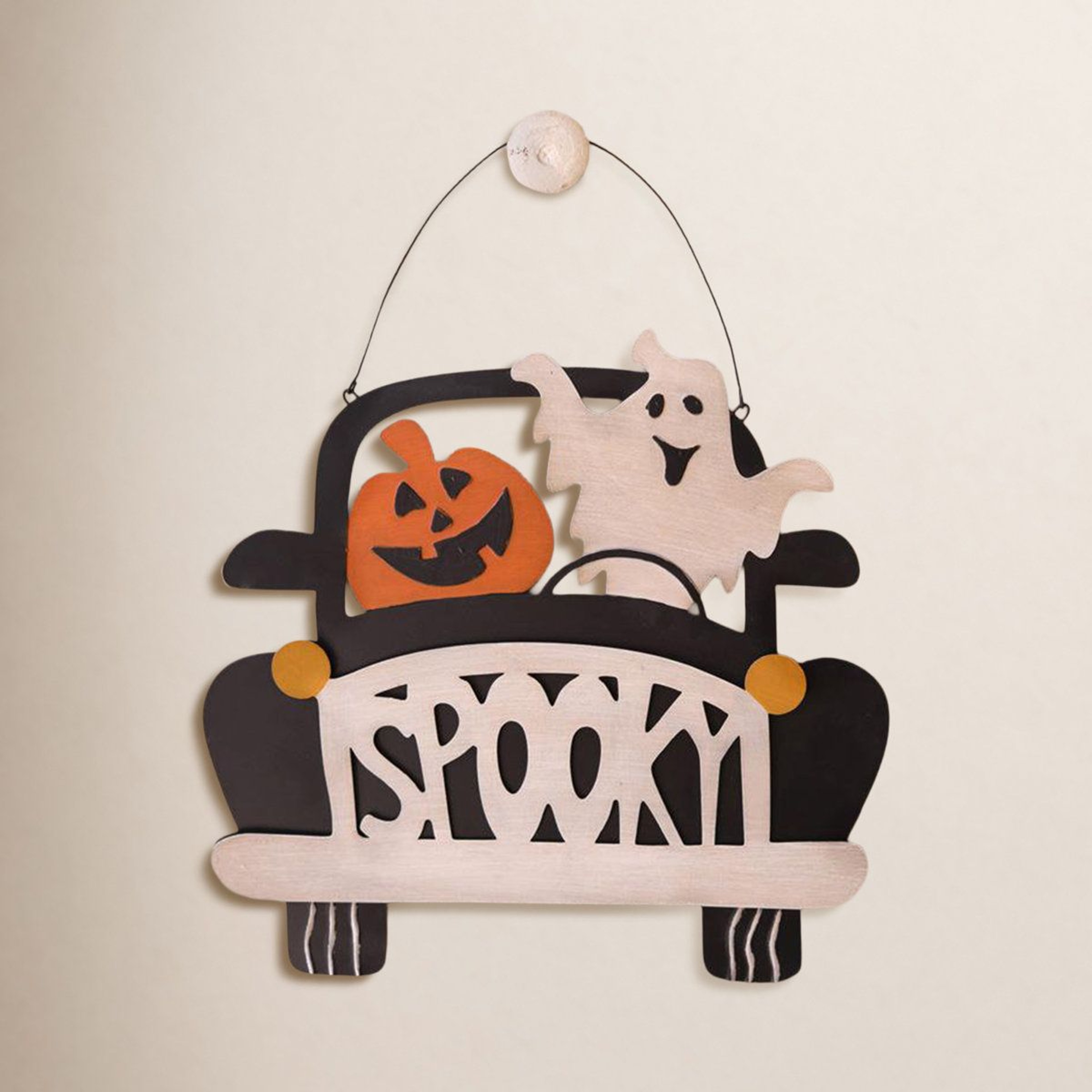 Halloween Spooky Metal Door Sign With Ghost And Pumpkin Car Design 0